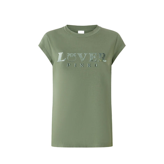 2442715 Pinko T-Shirt Verde Donna Cotone 100% Stampa