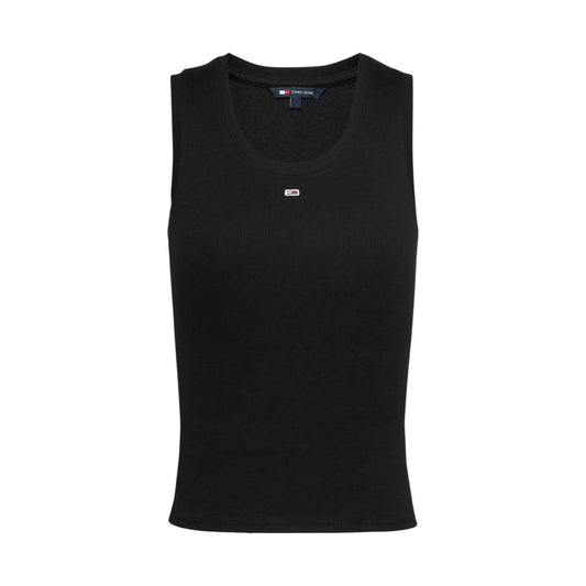 2409891 Tommy Hilfiger Jeans Canotta Nera Scollo Tondo Donna