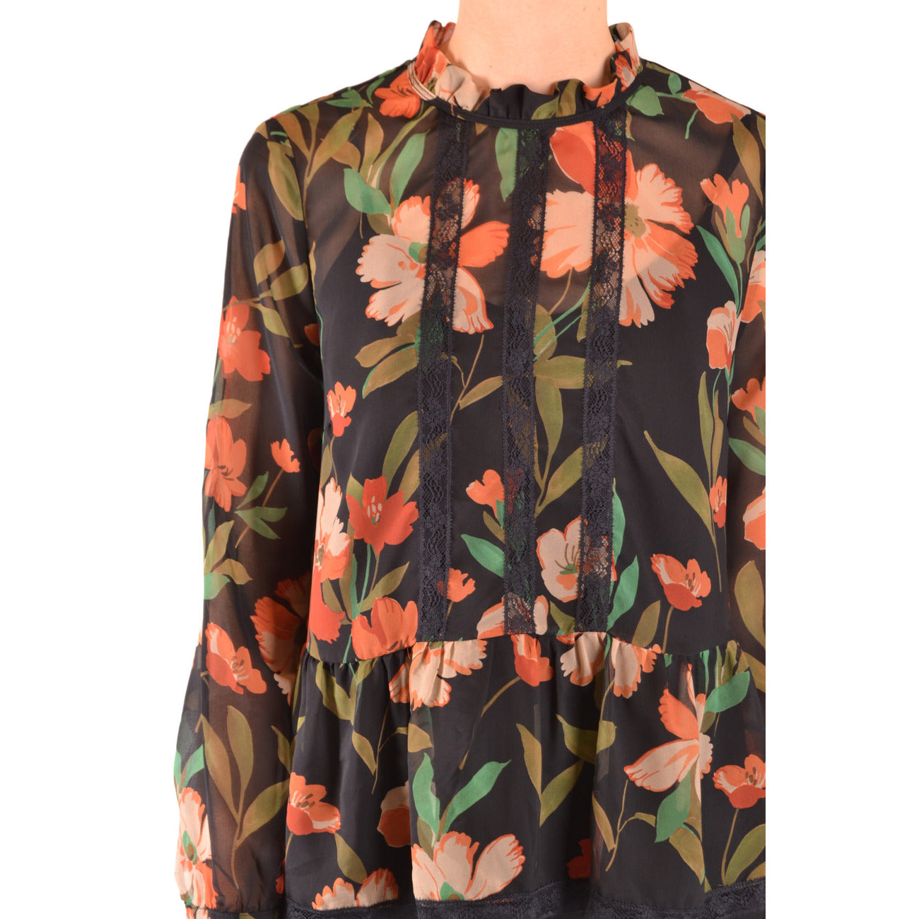 2430983 Twinset Blouse Nera Floreale Donna