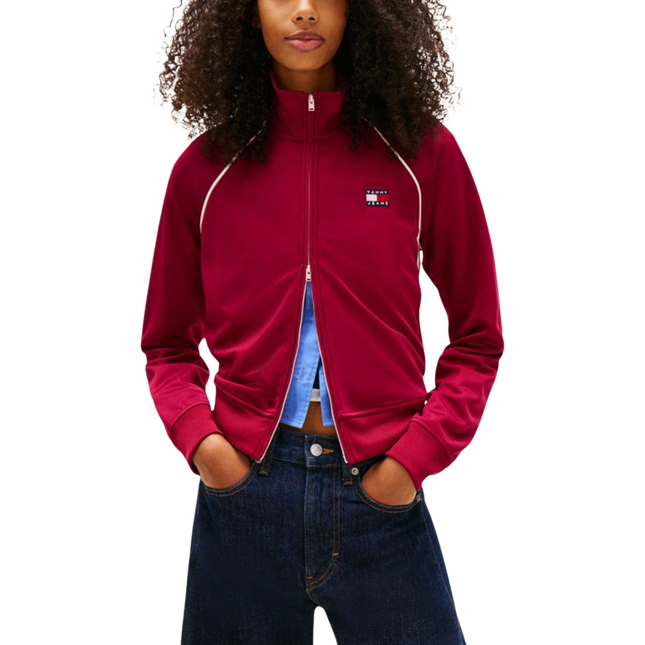 2450300 Tommy Hilfiger Jeans Felpa Donna Bordeaux Poliestere Zip
