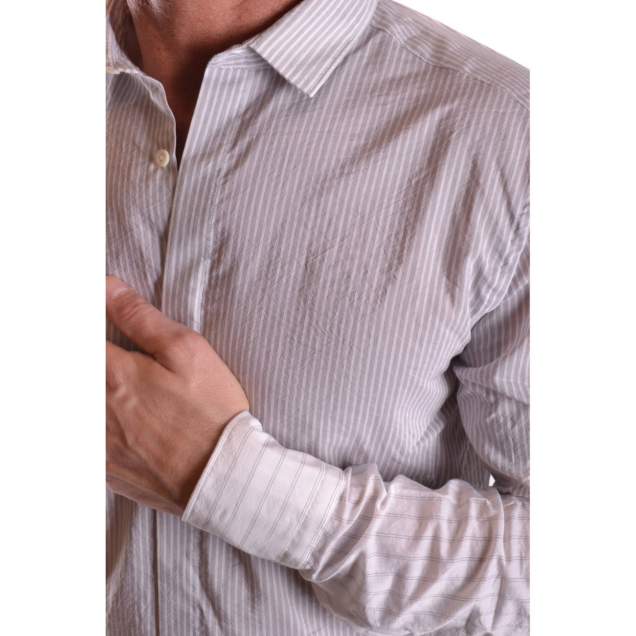 2430820 Neil Barrett Camicia Grigio Righe Cotone Cupro Uomo