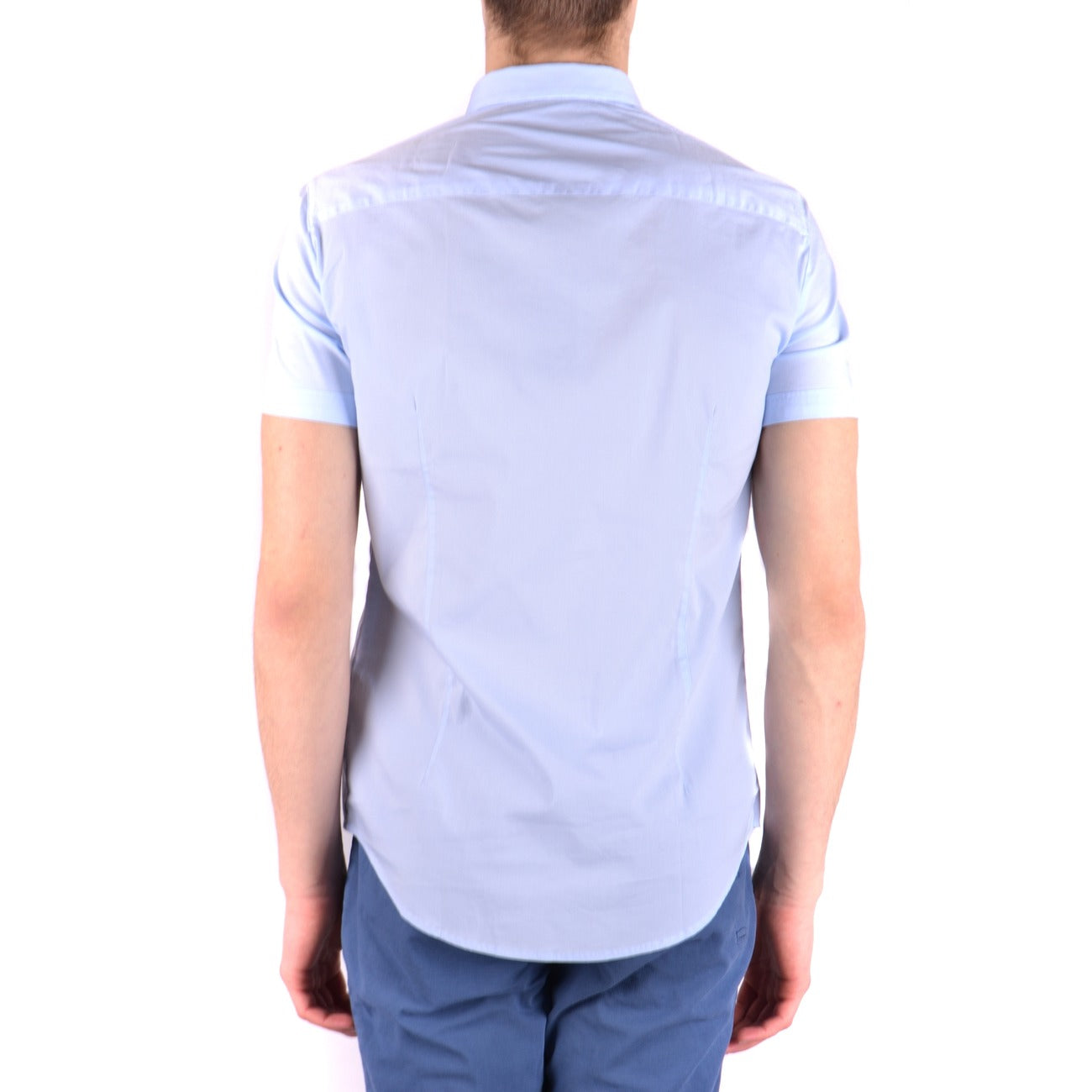 2431925 Armani Jeans Camicia Azzurro Maniche Corte Uomo