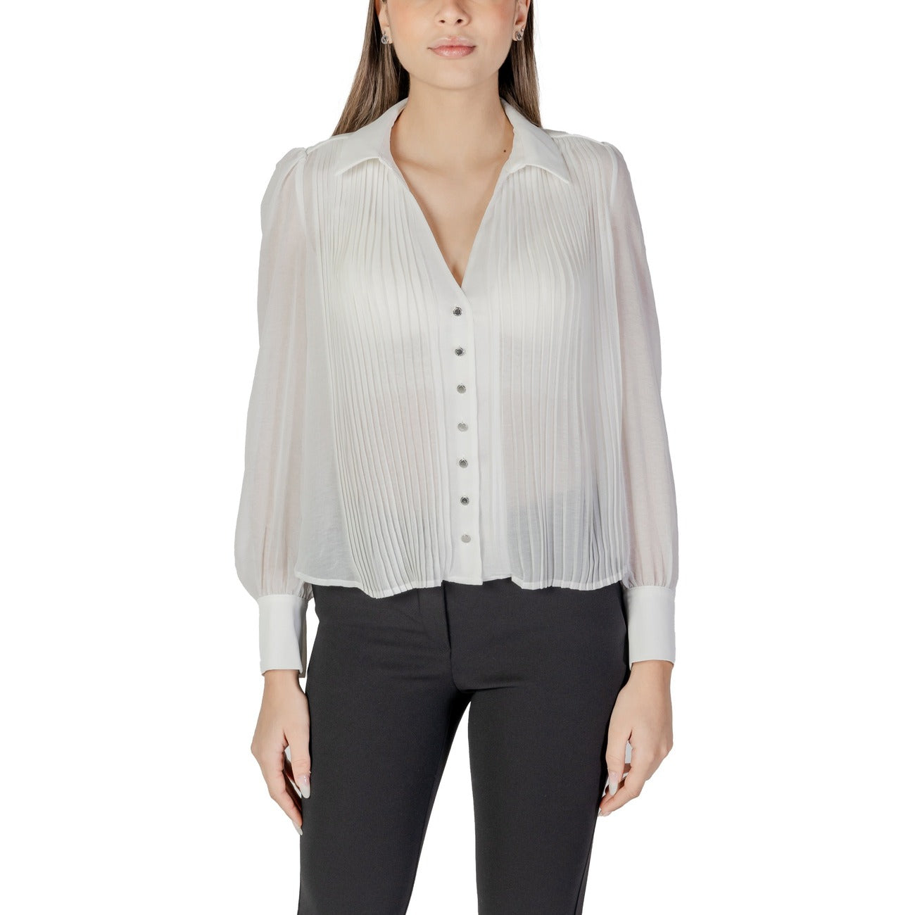 242-CPLIA Morgan De Toi Camicia Bianca Scollo V Donna