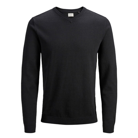 194424 Jack & Jones Maglia Nera Scollo a V Maniche Lunghe Uomo