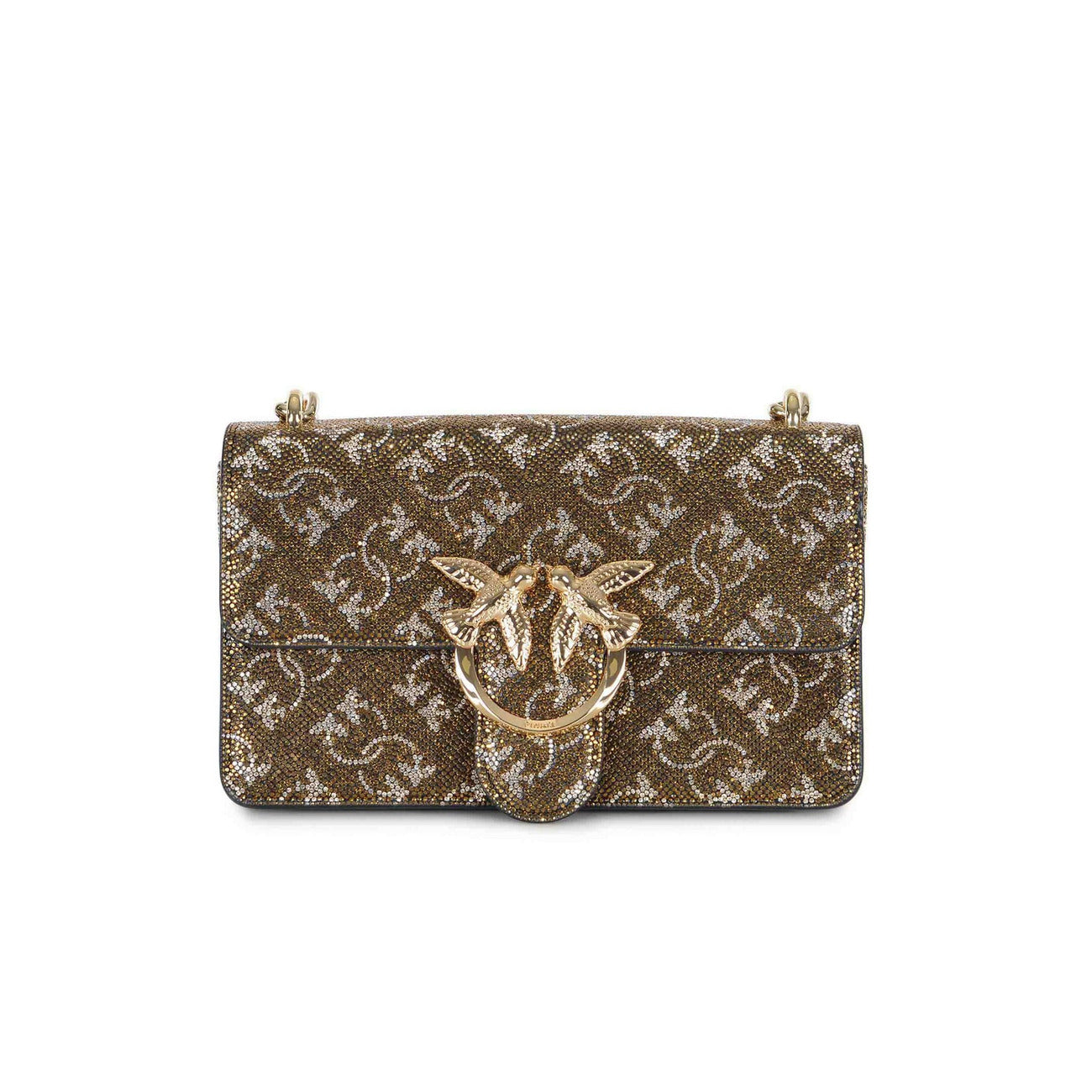 2438320 Pinko Borsa a Tracolla Marrone con Strass Donna