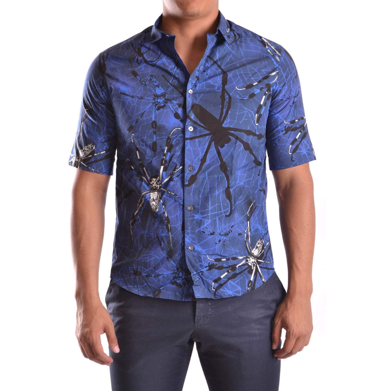 2443975 Alexander McQueen Camicia Blu Stampa Uomo