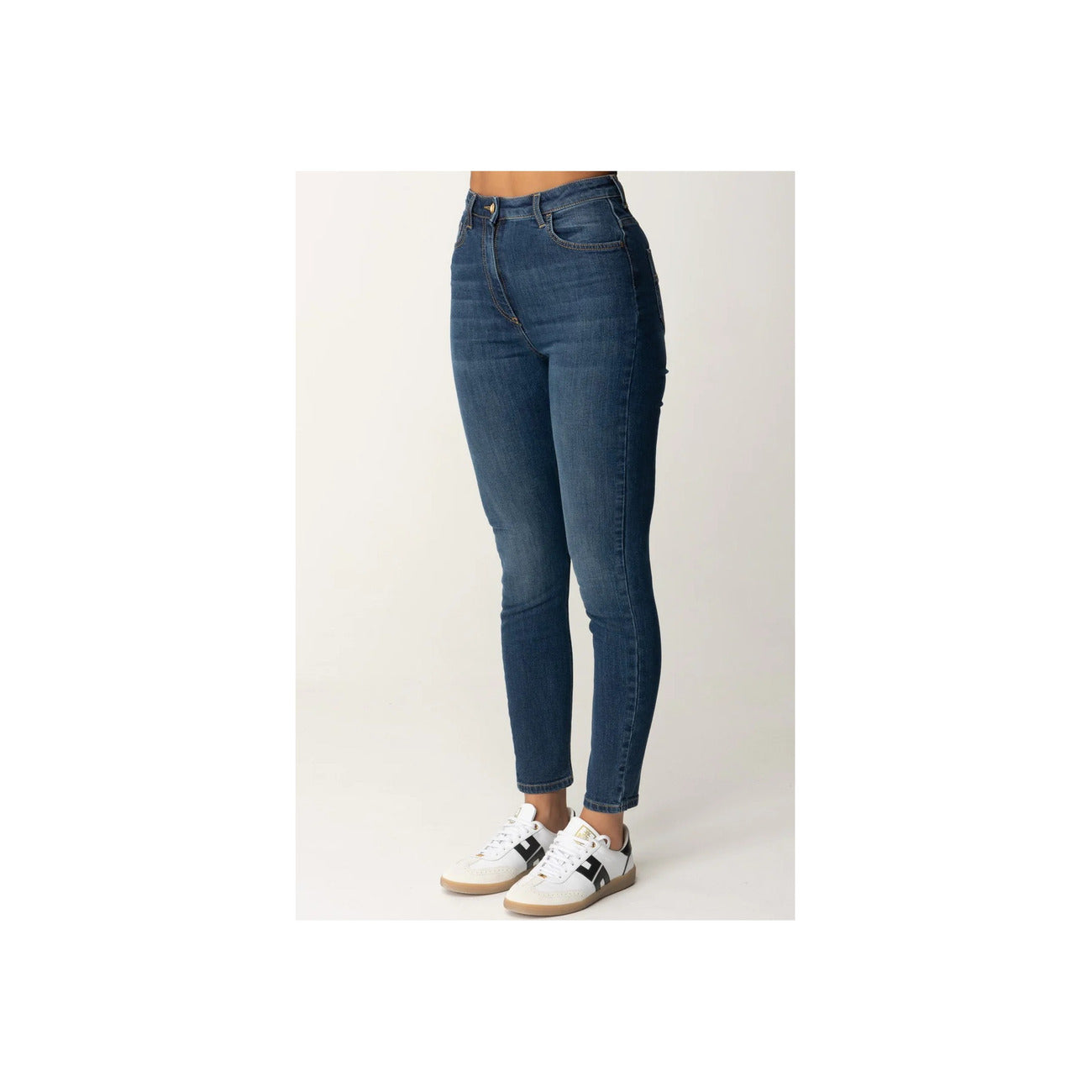 2424965 Elisabetta Franchi Jeans Blu Zip Bottone Tasche Donna