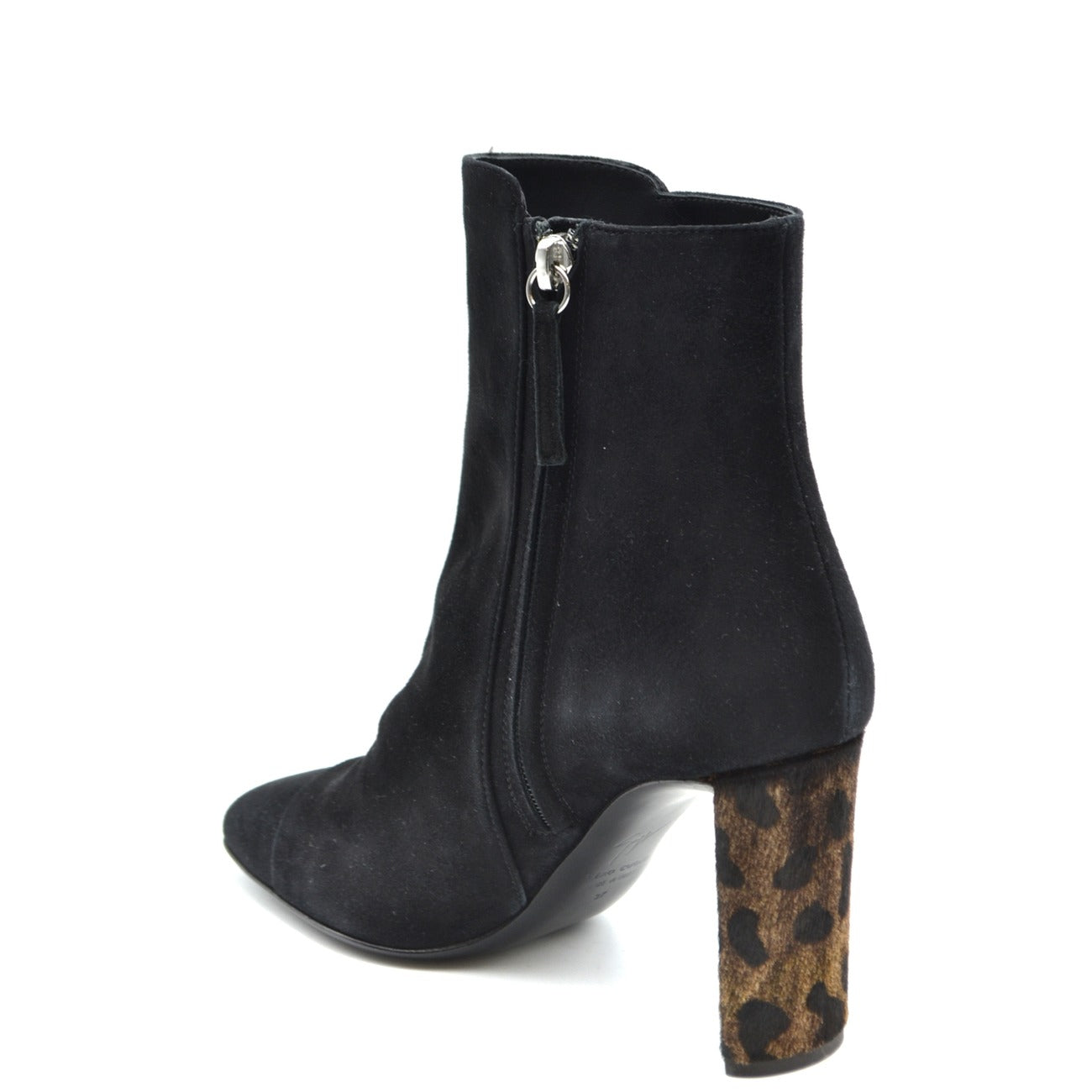 2438008 Giuseppe Zanotti Stivaletti Neri Cerniera Tacco Largo Donna