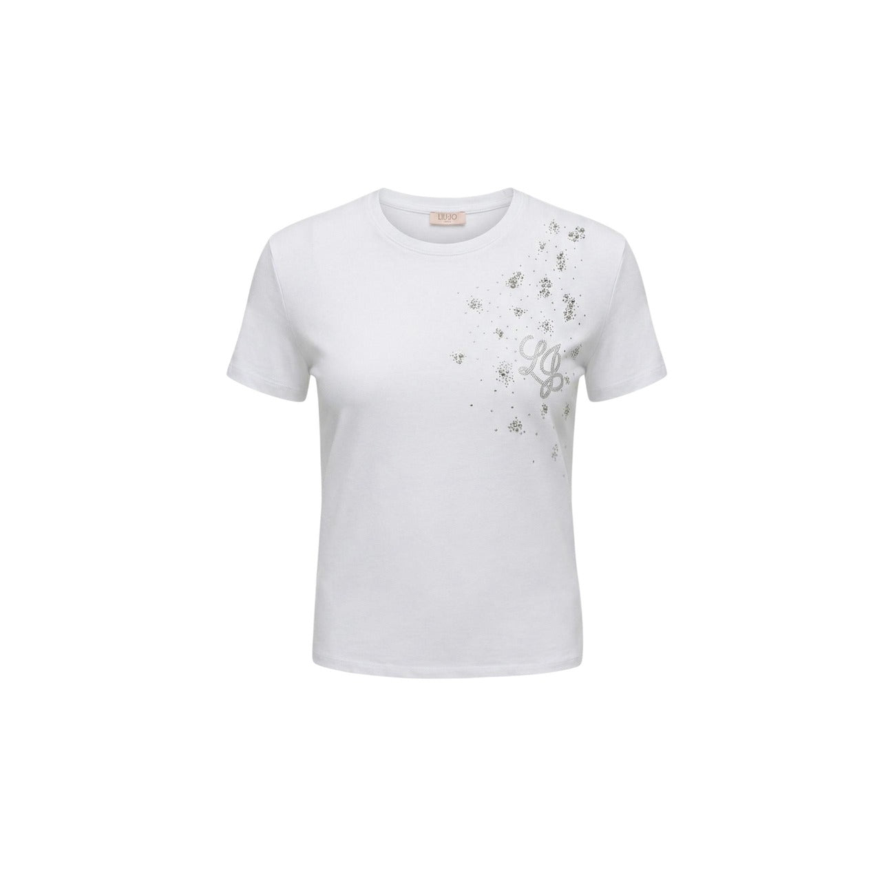 2456215 Liu Jo T-Shirt Donna Bianca Cotone Stampa Strass
