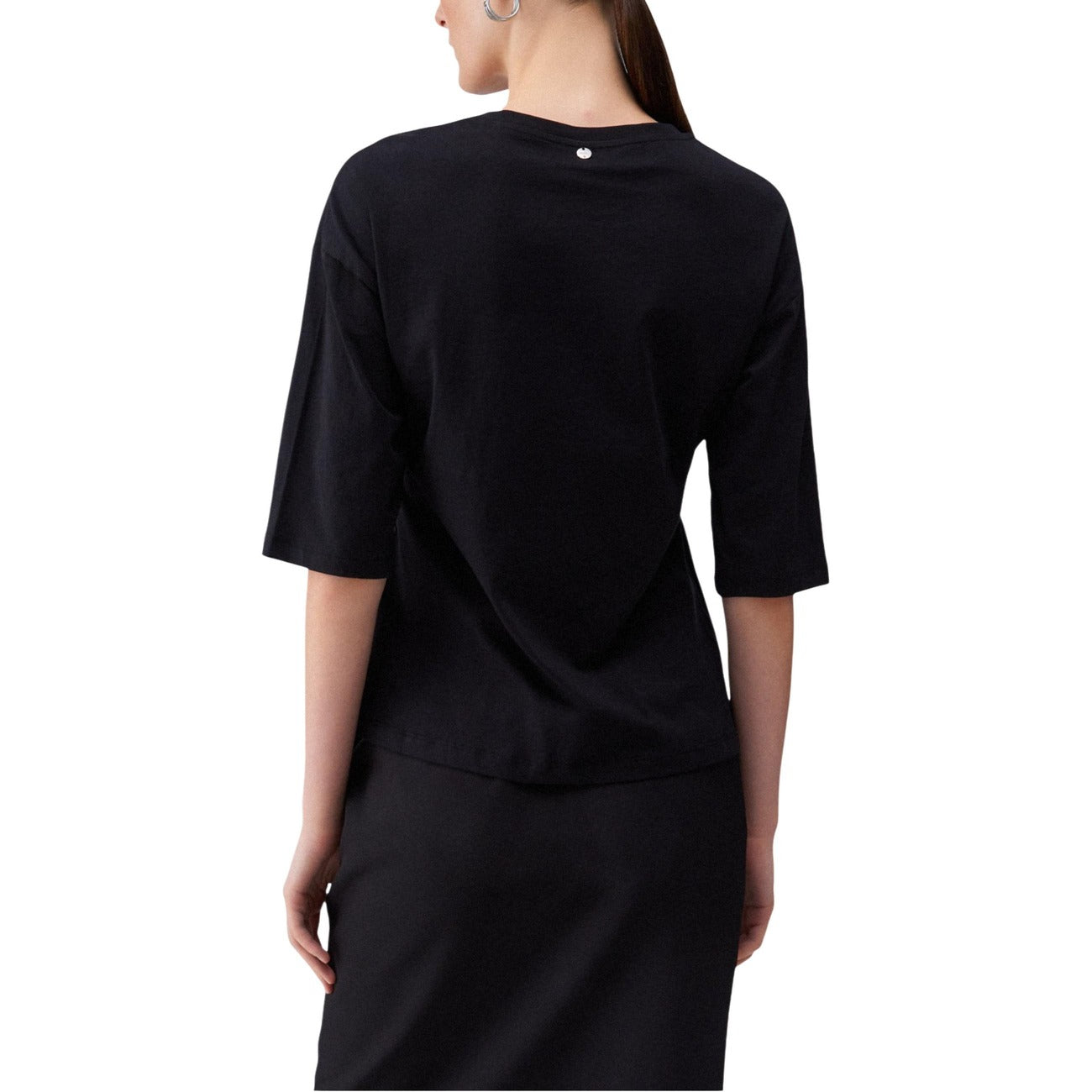 2450722 Liu Jo T-Shirt Donna Nera Cotone Strass