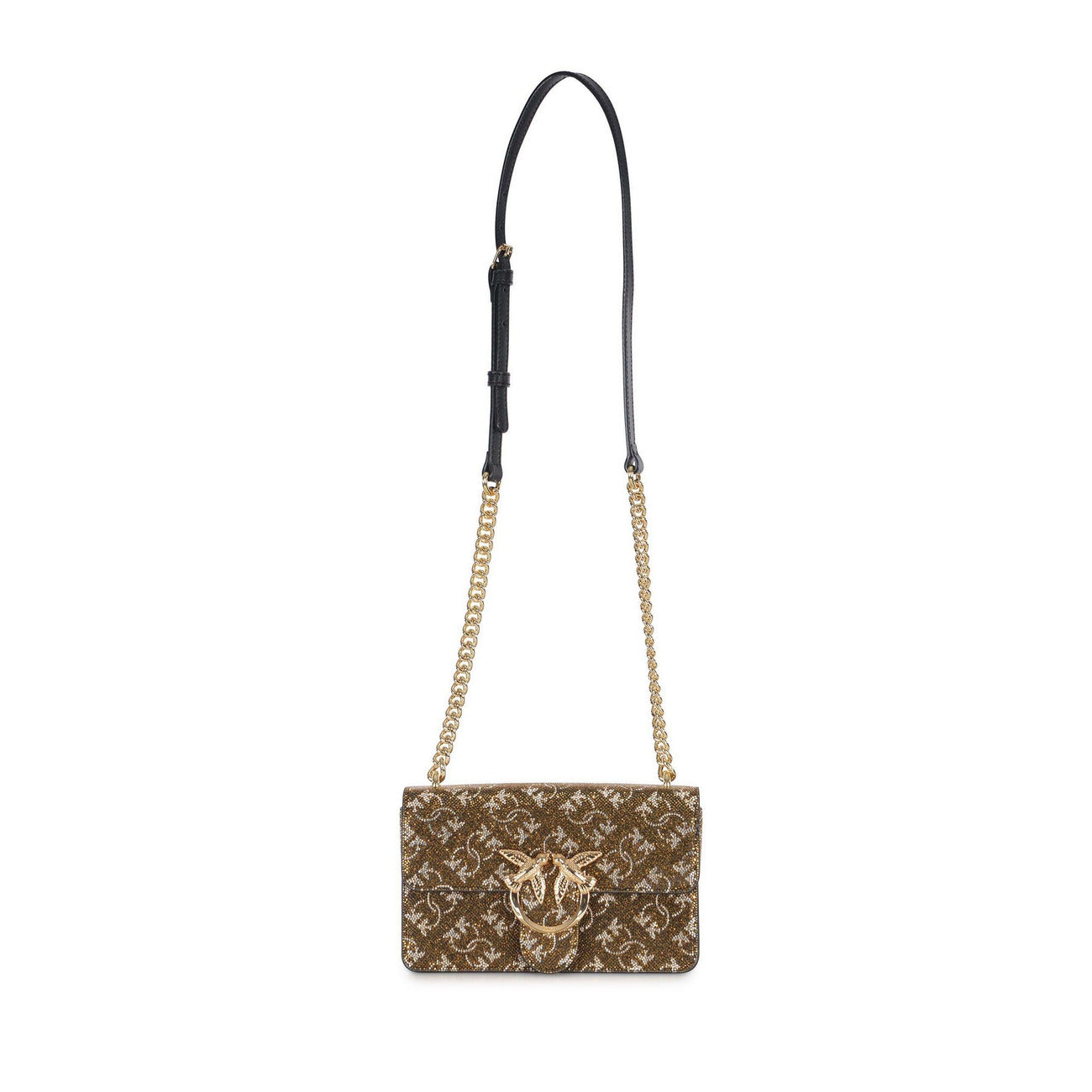 2438320 Pinko Borsa a Tracolla Marrone con Strass Donna