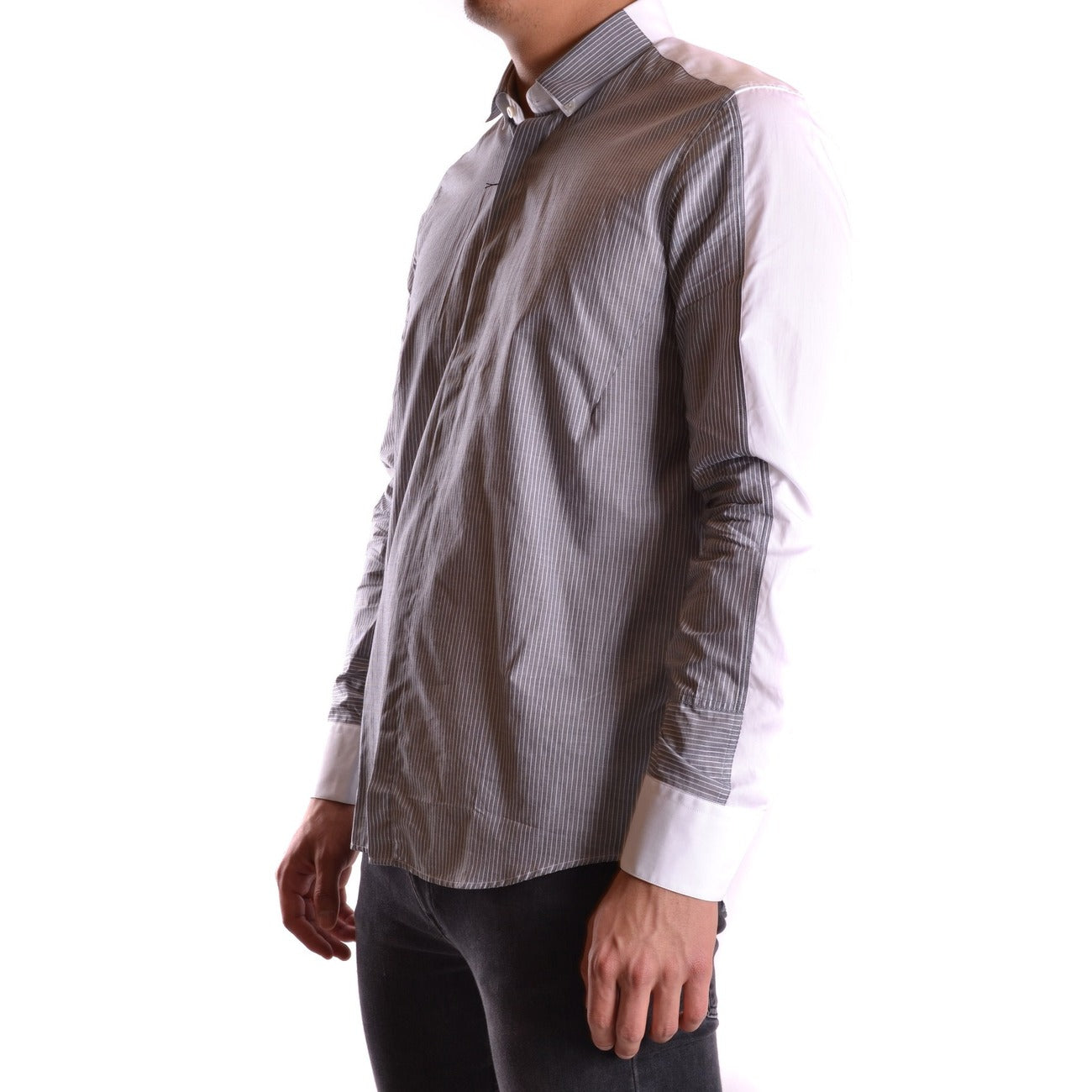 2435365 Neil Barrett Camicia Grigio Righe Maniche Lunghe Uomo