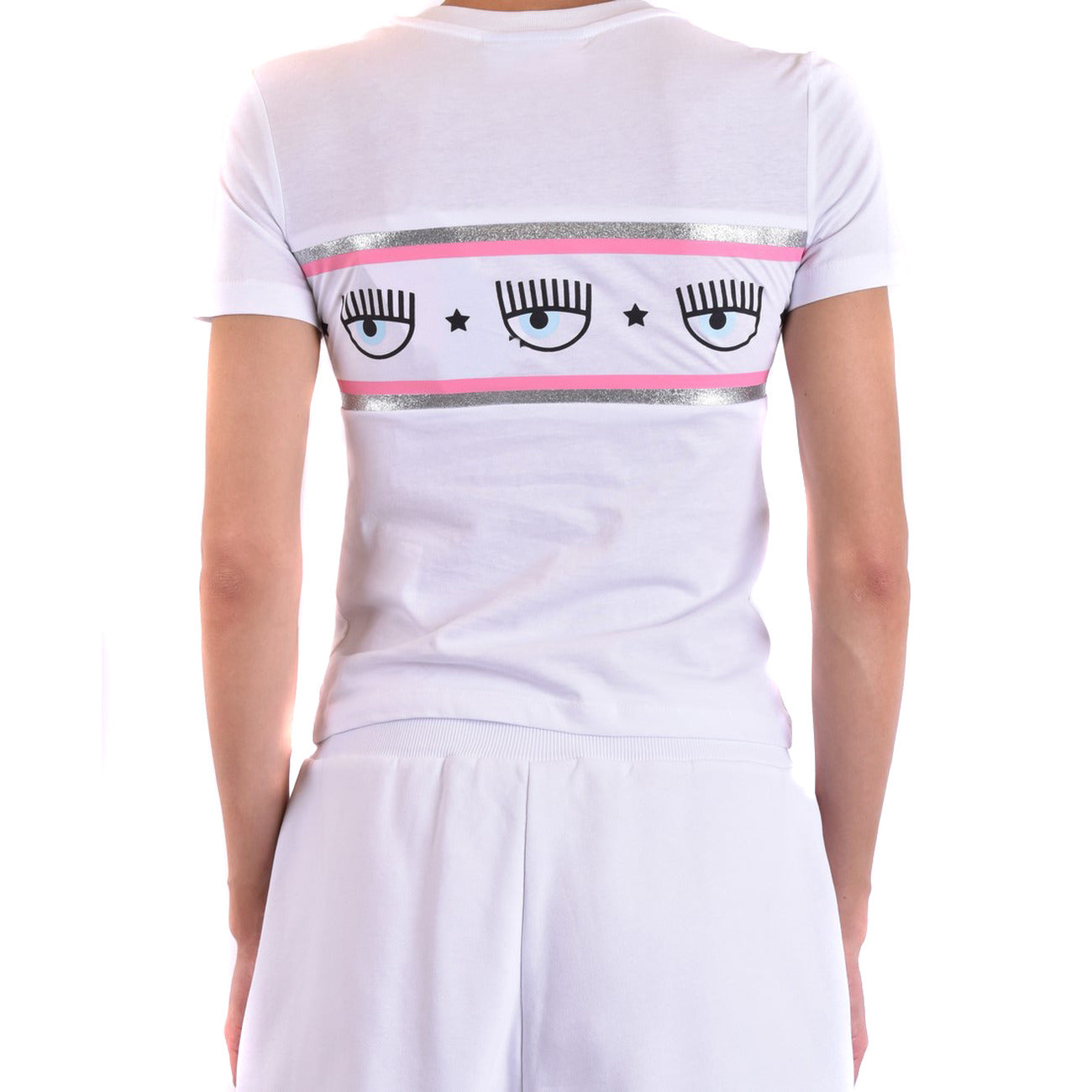 488584 Chiara Ferragni T-Shirt Bianca Stampa Donna