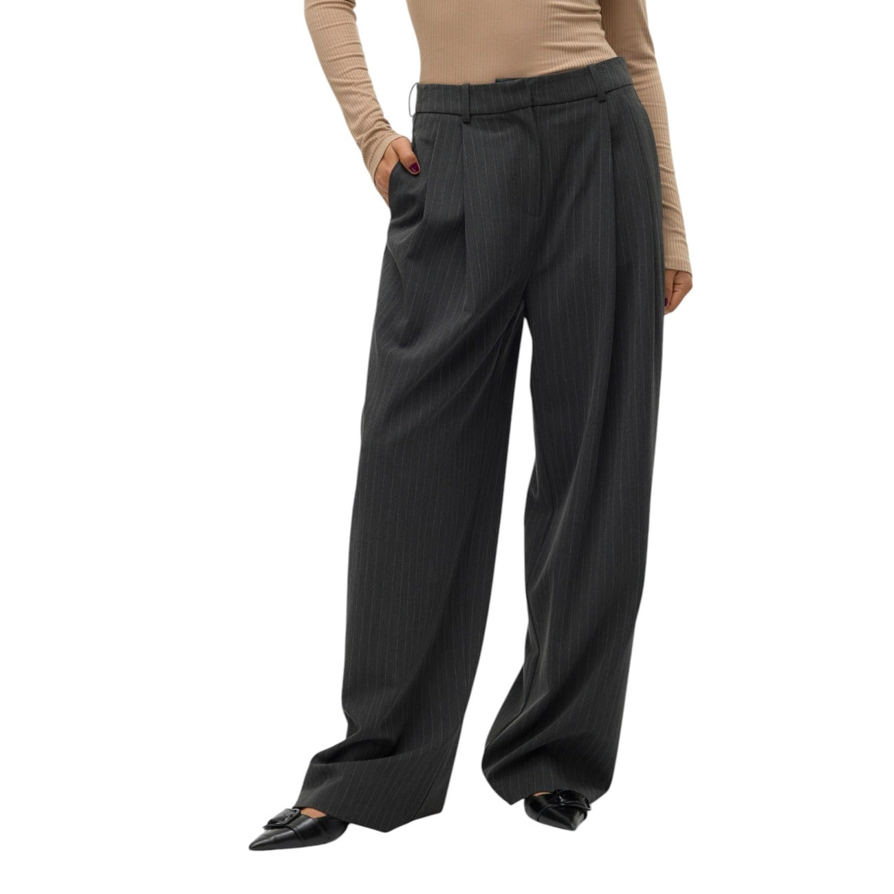 2355712 Vero Moda Pantaloni Donna Grigi Gessati Misto