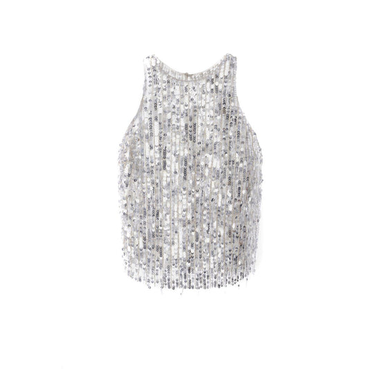 486639 Elisabetta Franchi Top Argento Donna Primavera/Estate