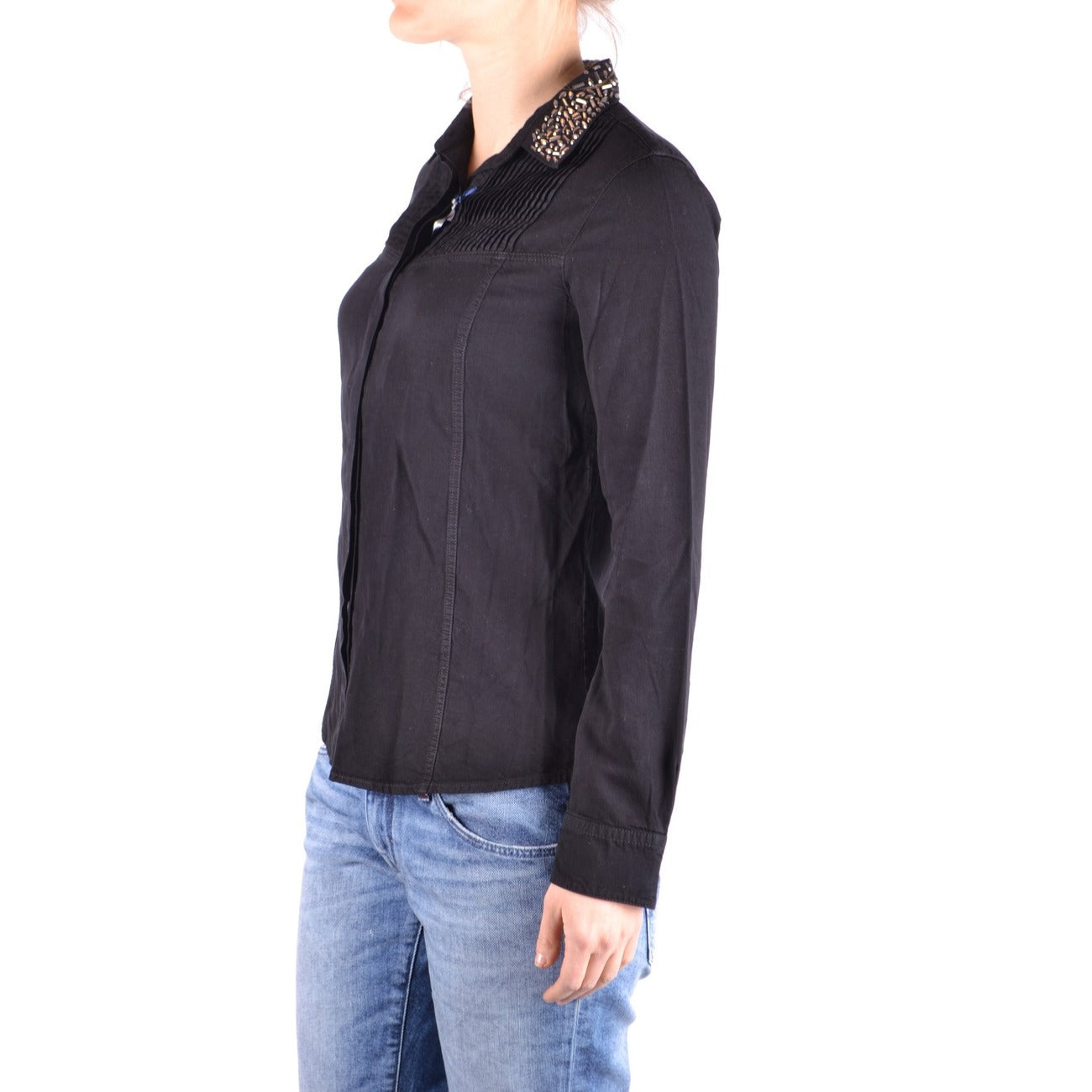 2437783 Jacob Cohen Camicia Nera Lyocell Bottoni Made Italy Donna