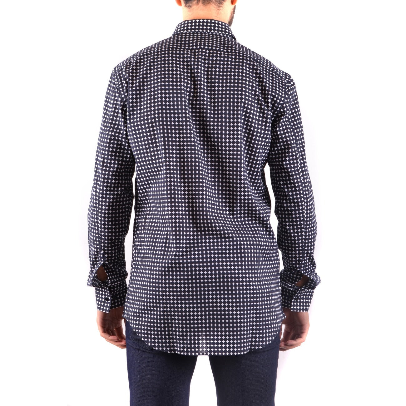 2430946 Neil Barrett Camicia Blu Pois Cotone Uomo