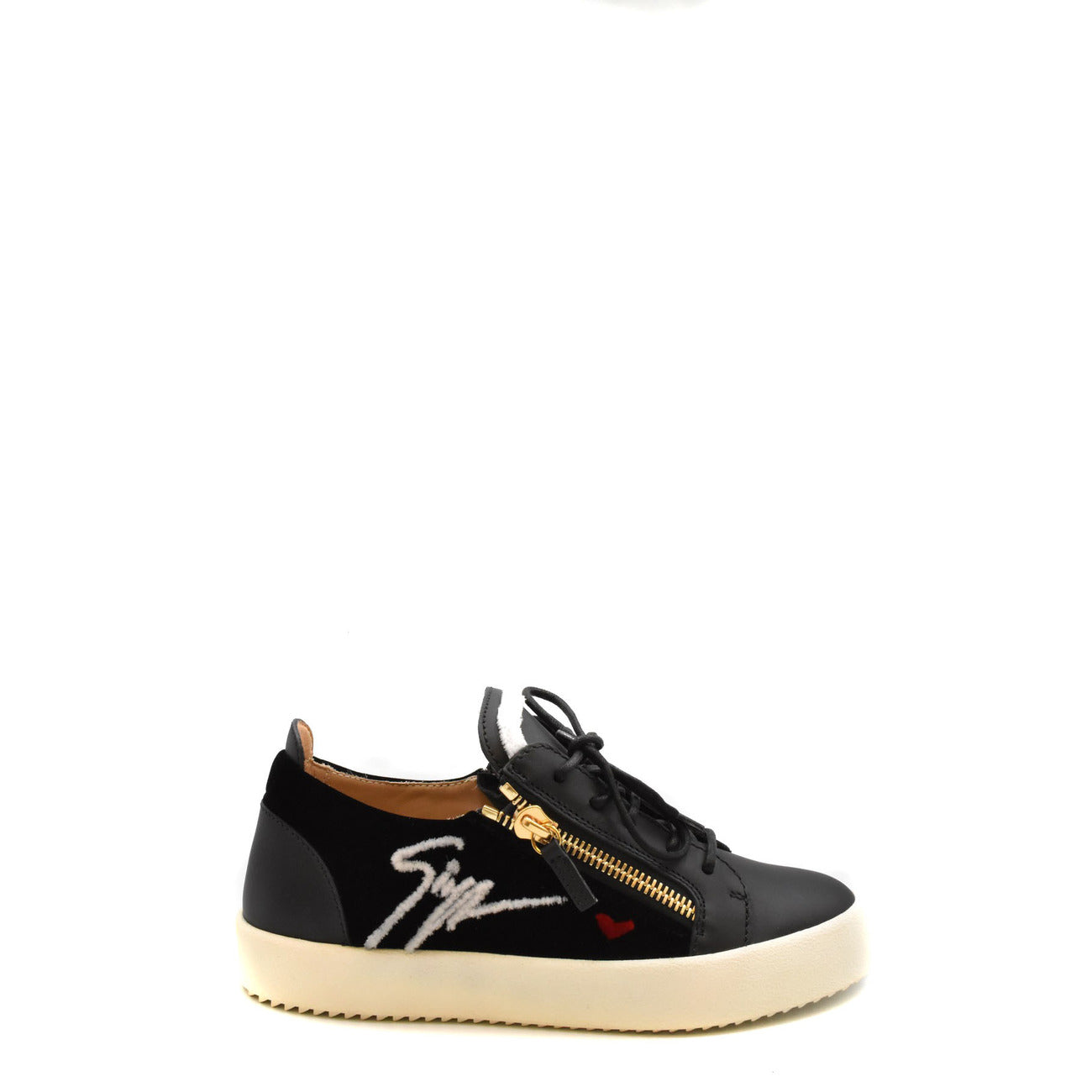 2438026 Giuseppe Zanotti Sneakers Nere Pelle Zip Lacci Donna