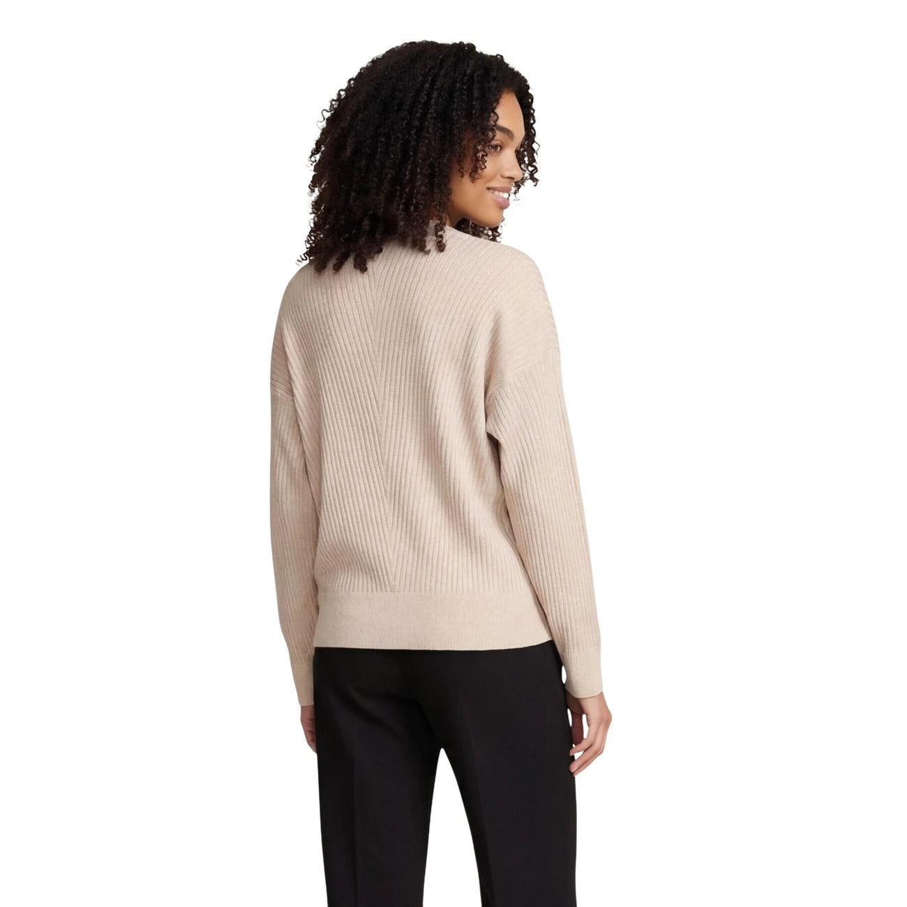 2457196 Liu Jo Maglia Beige Viscosa Scollo V Maniche Lunghe Donna