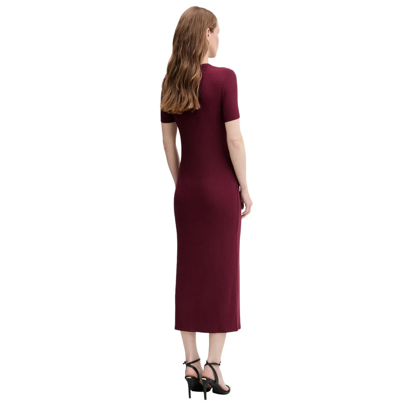 2444772 Calvin Klein Jeans Abito Bordeaux Corto Donna Modal Maniche Corte