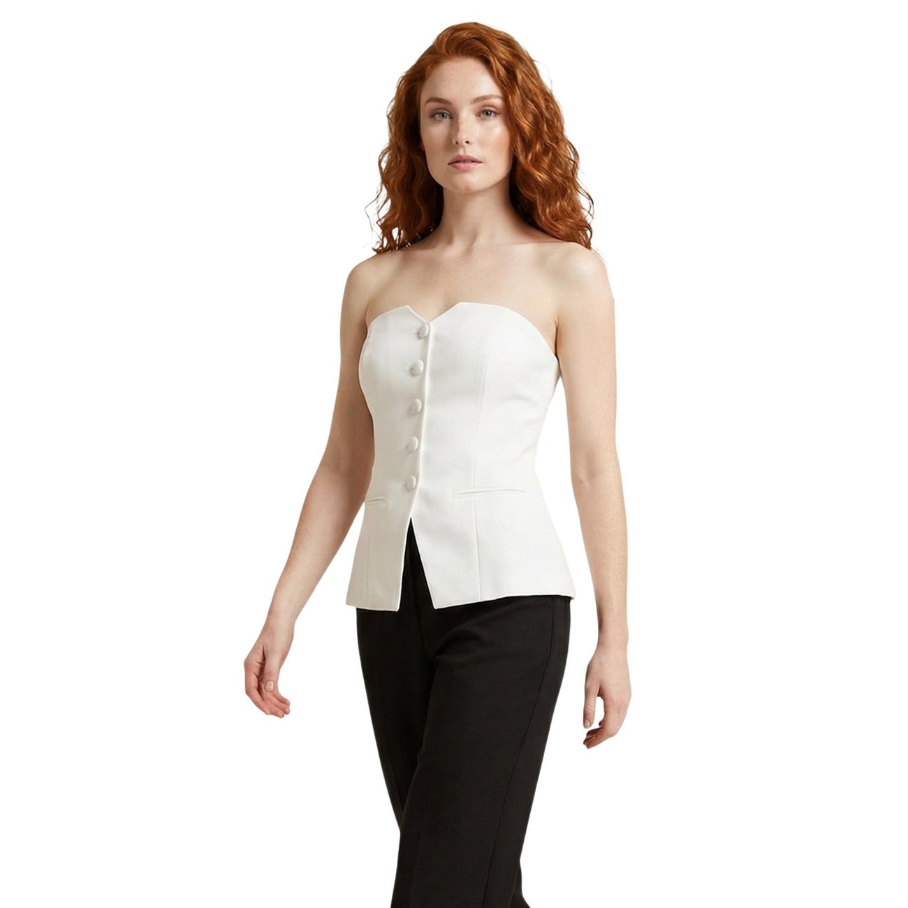 516745 Morgan De Toi Top Bianco Scollo Cuore Donna Primavera/Estate