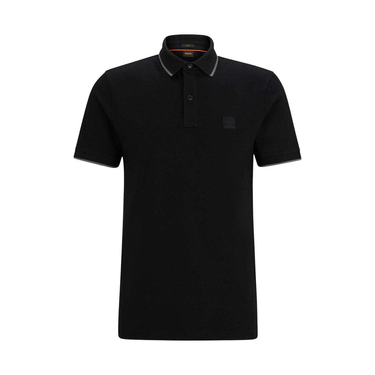 2215650 Boss Polo Nera Cotone Elastan Colletto Polo Maniche Corte Uomo
