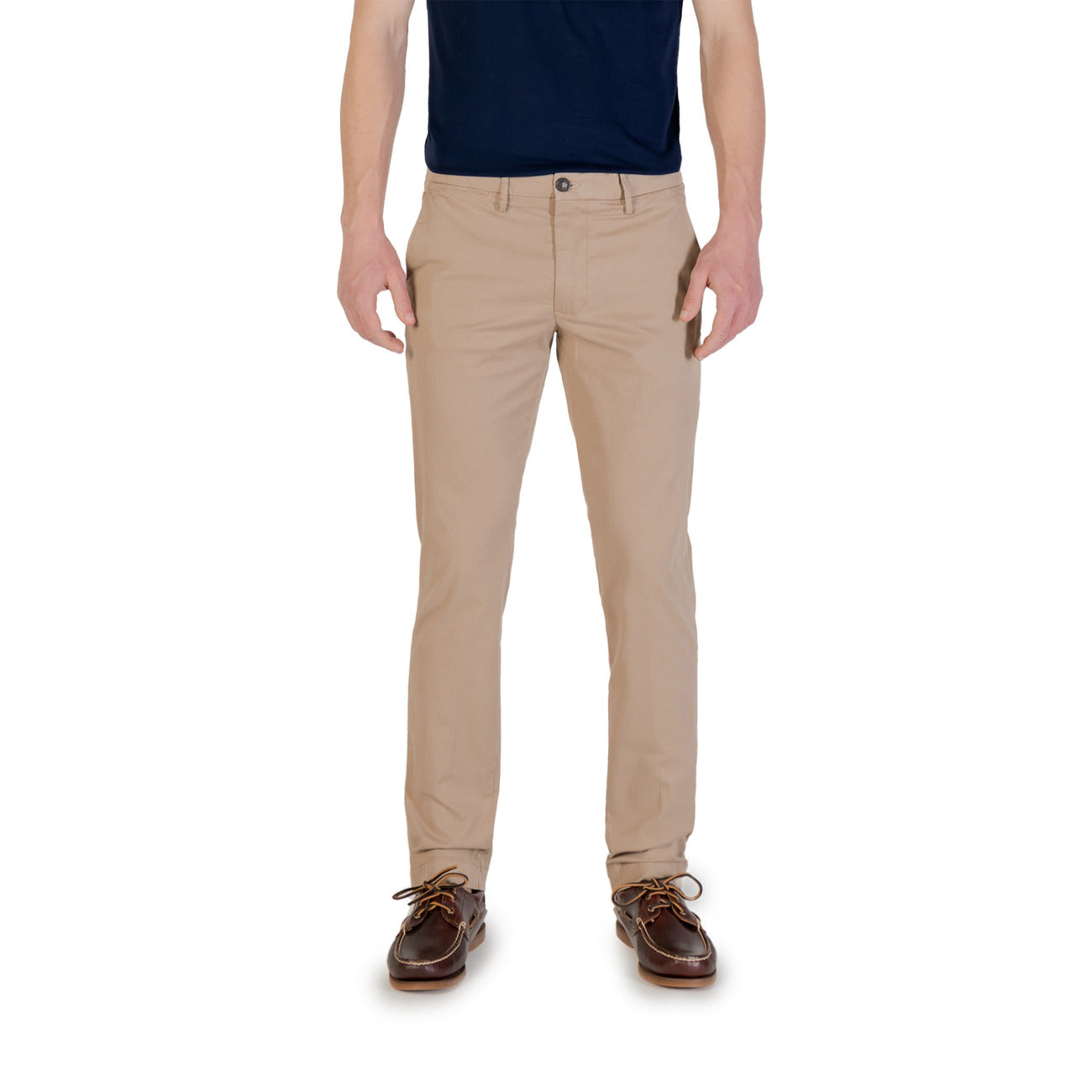 2421598 Borghese Pantaloni Beige Monocromo Cotone Elastan Uomo