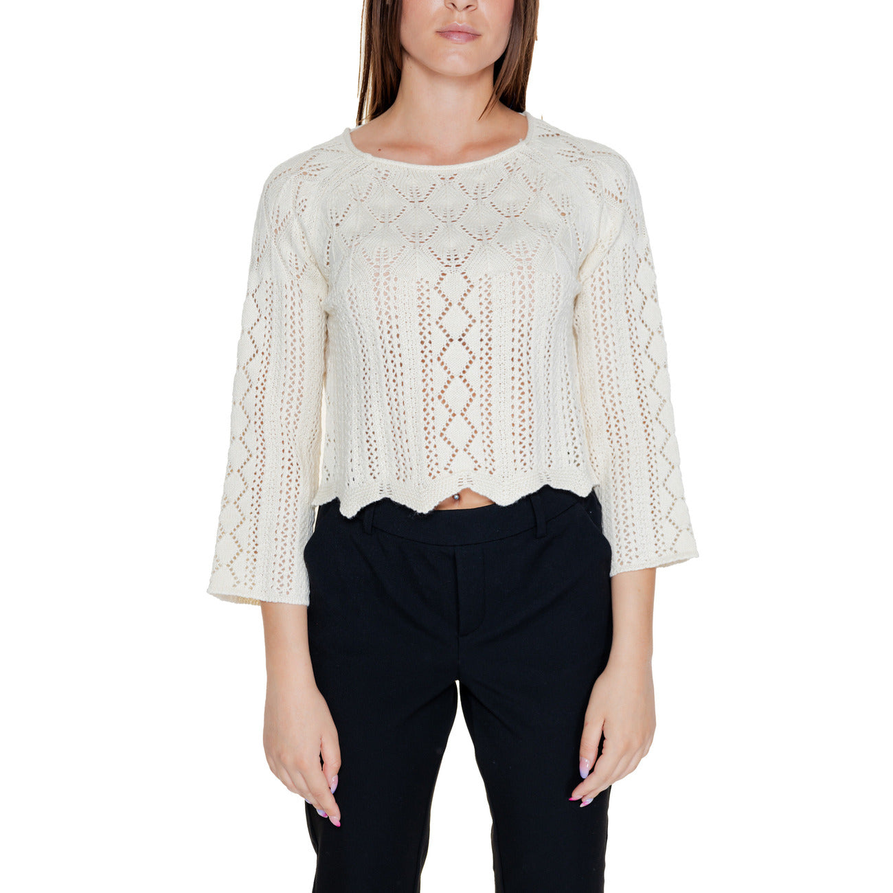 2294238 Vero Moda Maglia Beige Scollo Tondo Donna
