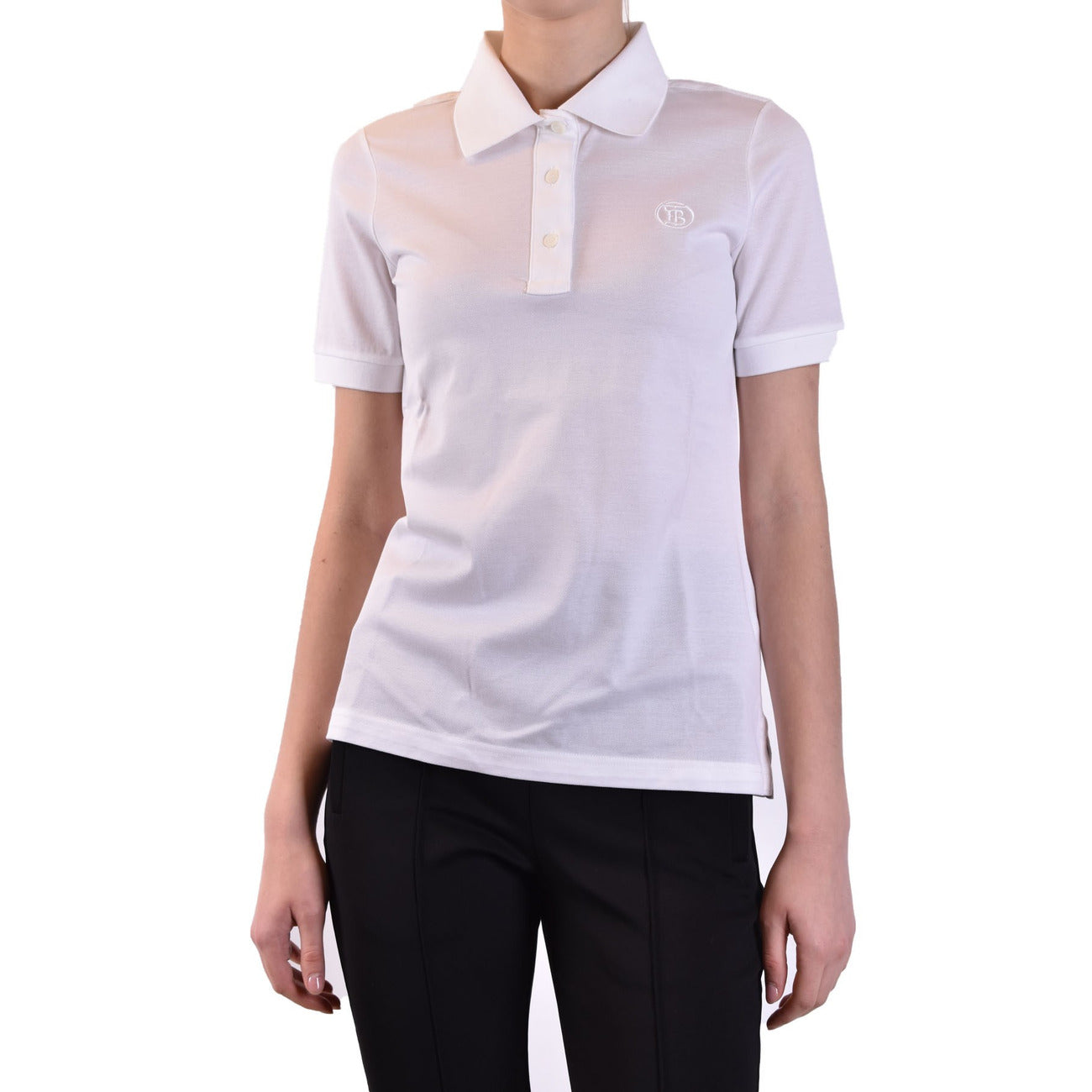 2449202 Burberry Polo Bianca Cotone Donna