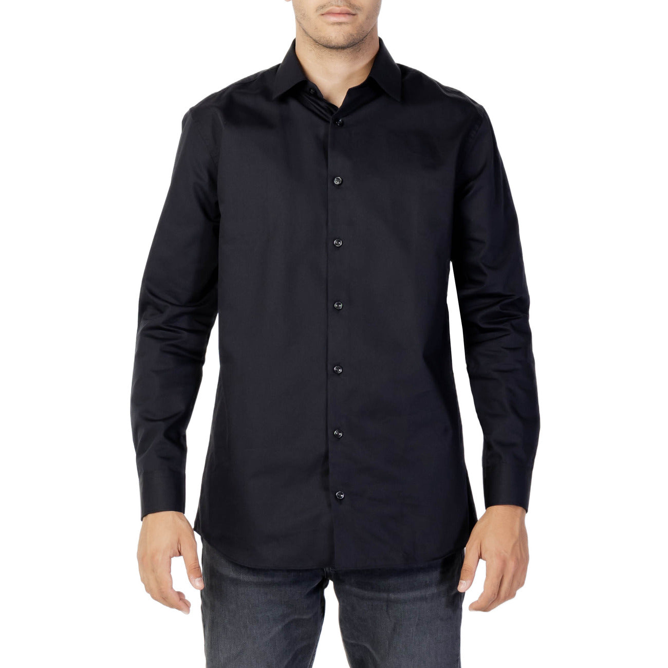 2420150 Selected Camicia Nera Cotone Uomo