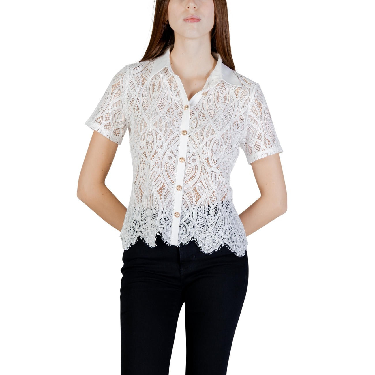 507644 Morgan De Toi Camicia Bianca Maniche Corte Donna