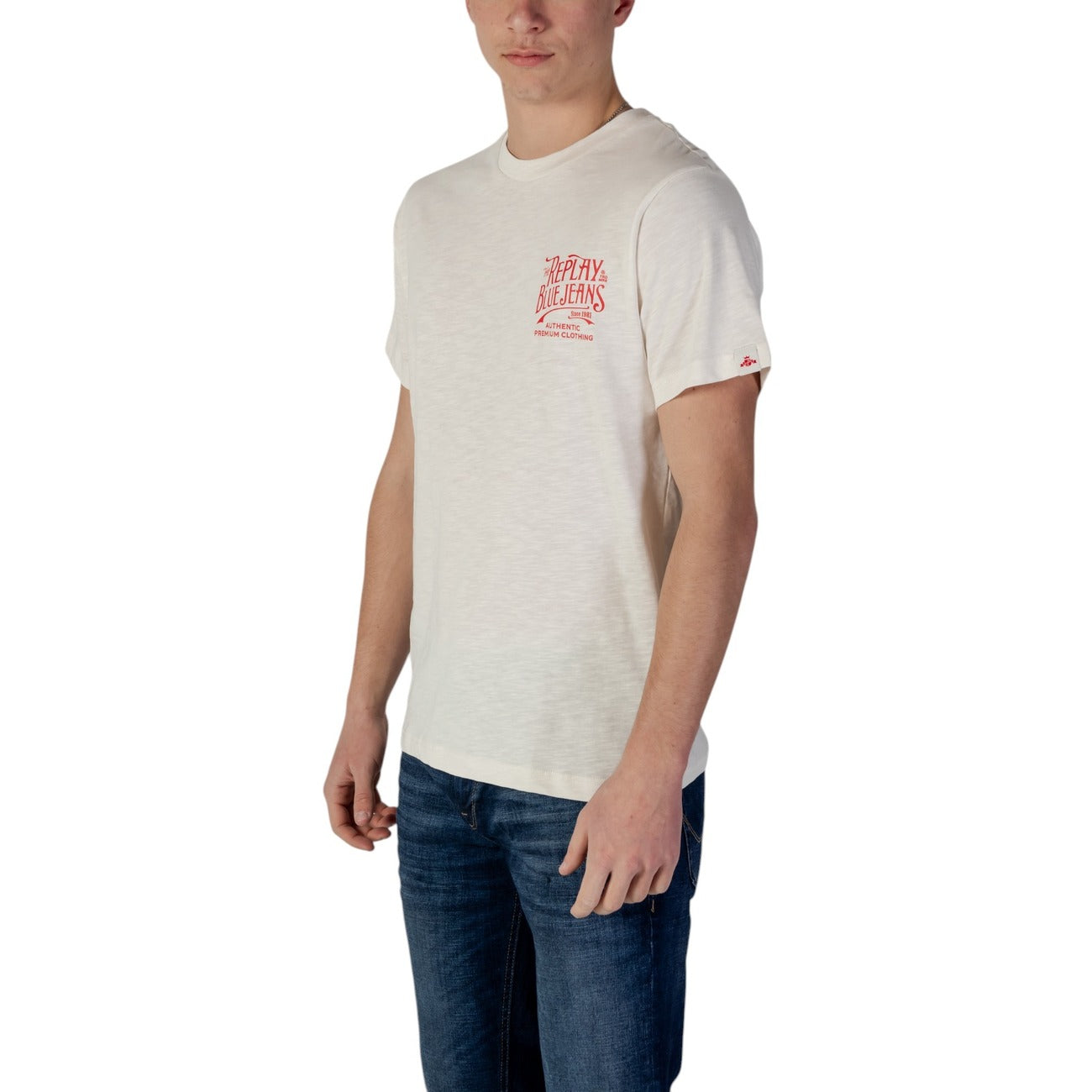 2401793 Replay T-Shirt Beige Stampa Uomo
