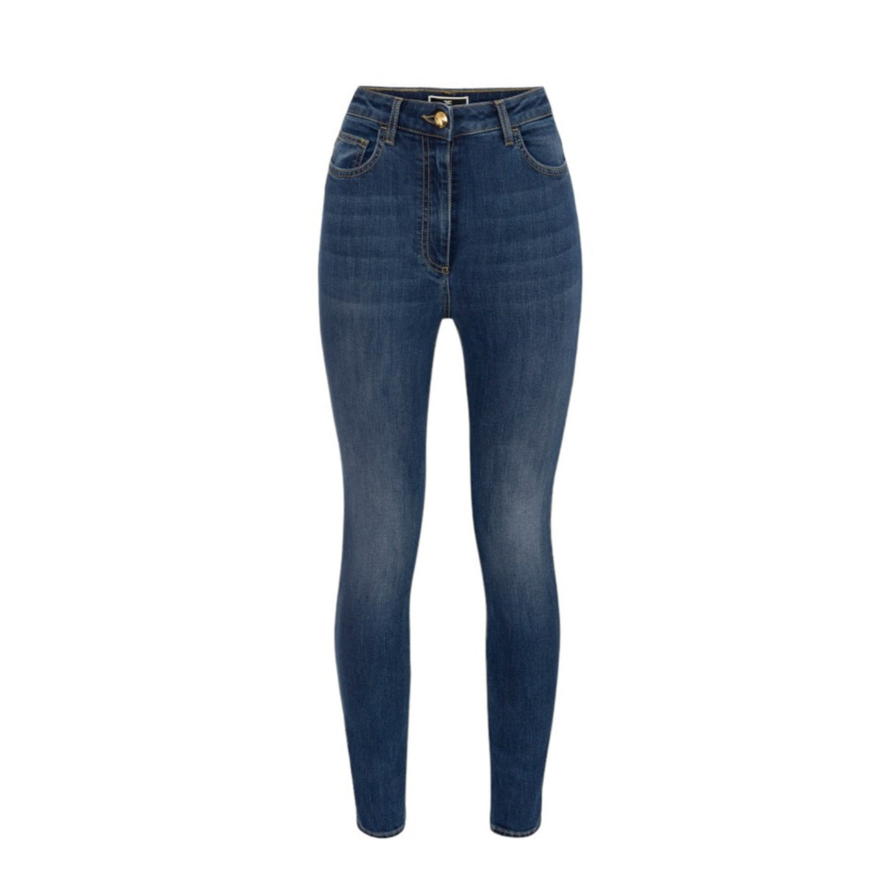 2424965 Elisabetta Franchi Jeans Blu Zip Bottone Tasche Donna
