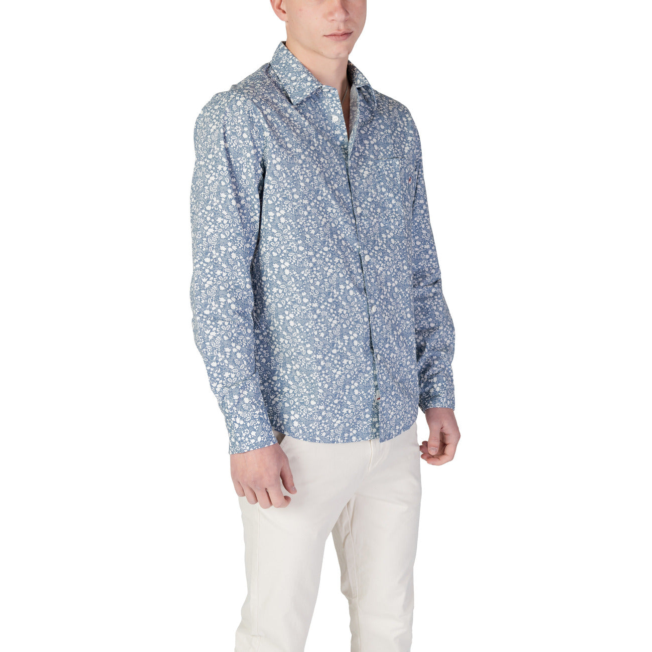 2409629 Replay Camicia Azzurra Floreale Uomo