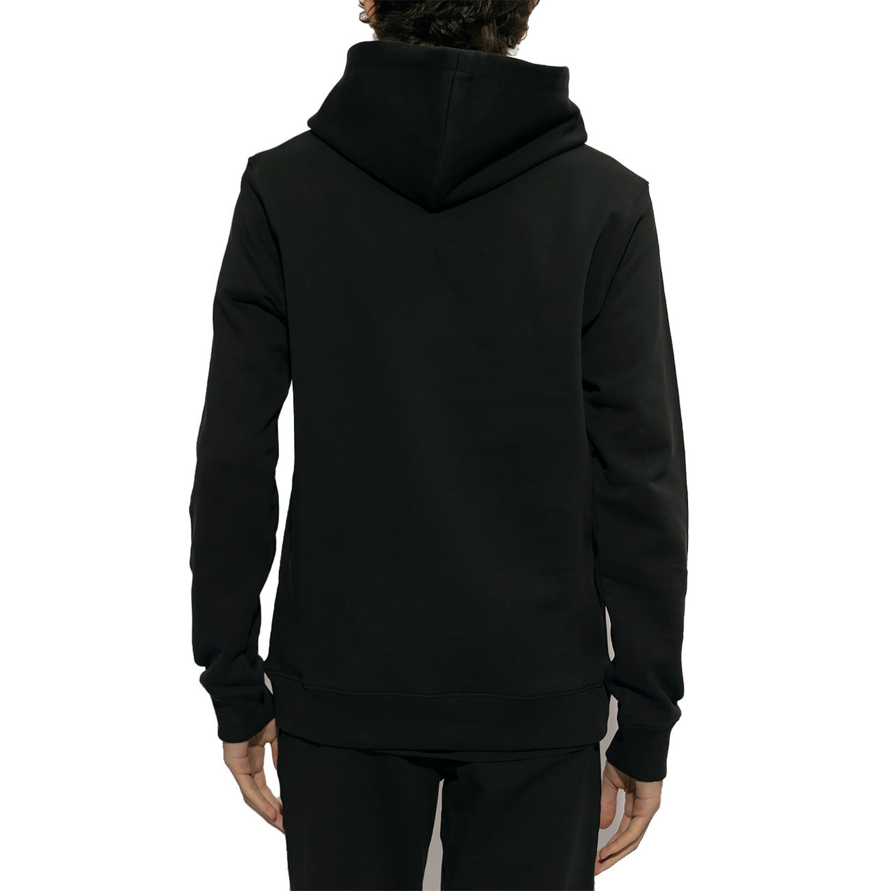 2431094 Moschino Felpa Nera Stampa Cappuccio Uomo
