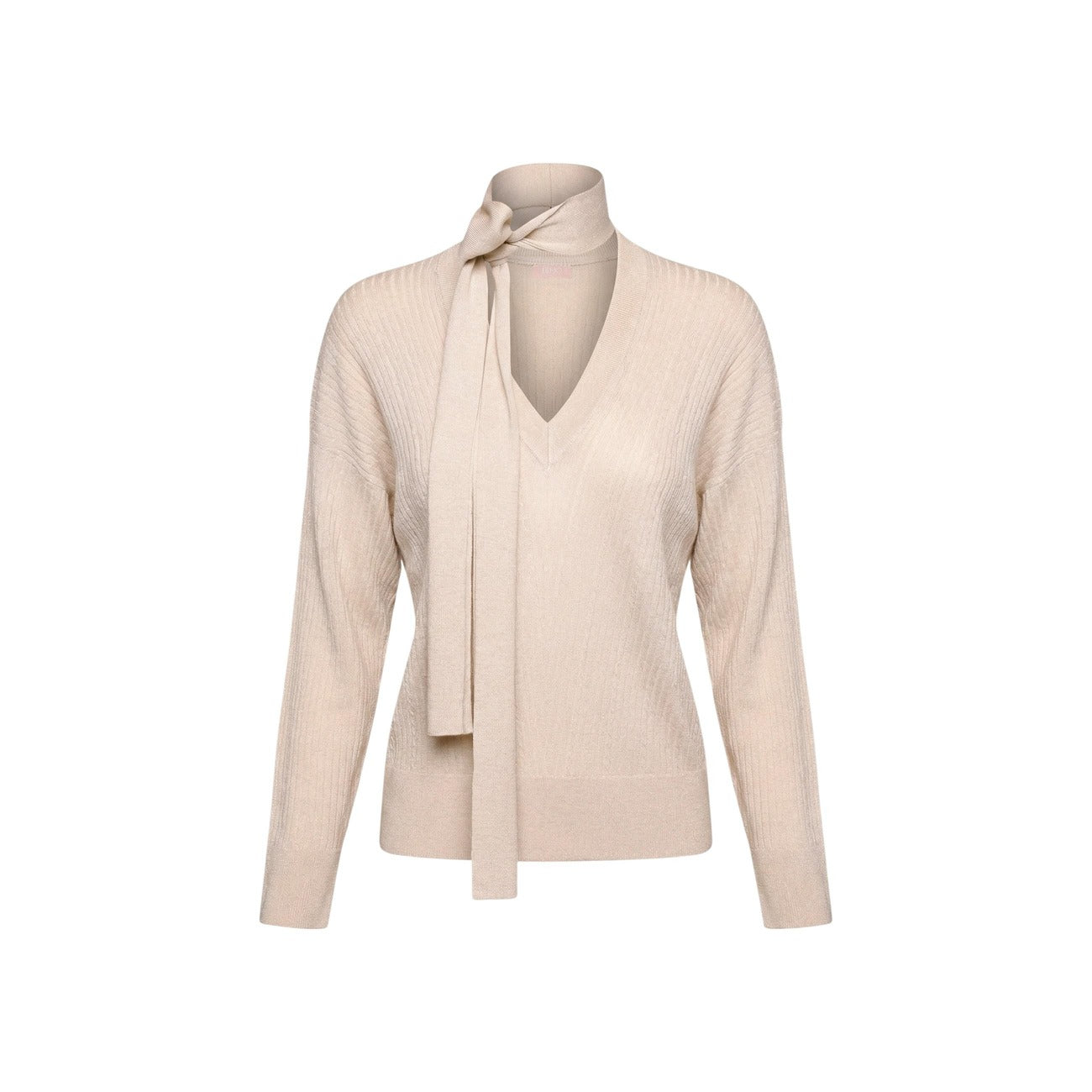 2457196 Liu Jo Maglia Beige Viscosa Scollo V Maniche Lunghe Donna