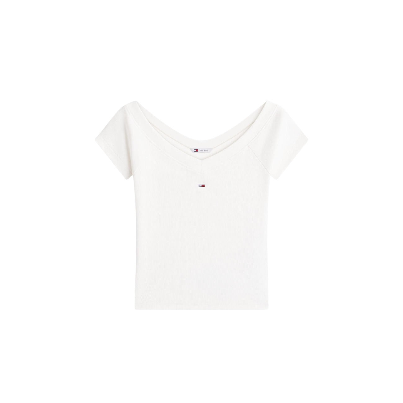 2457569 Tommy Hilfiger Jeans Top Beige Cotone Organico Scollo Barca Donna