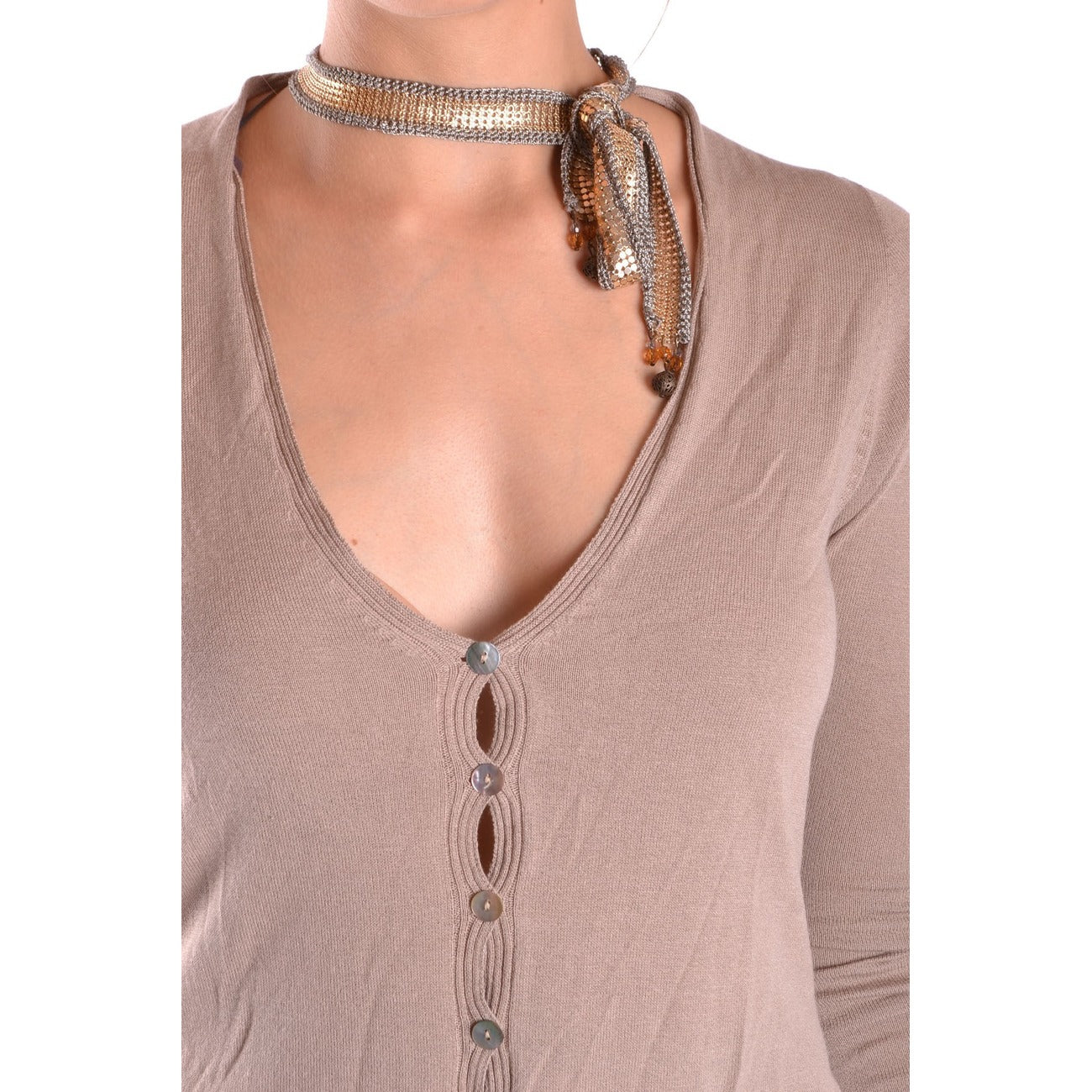 2422972 Pinko Cardigan Beige Viscosa Made Italy Donna