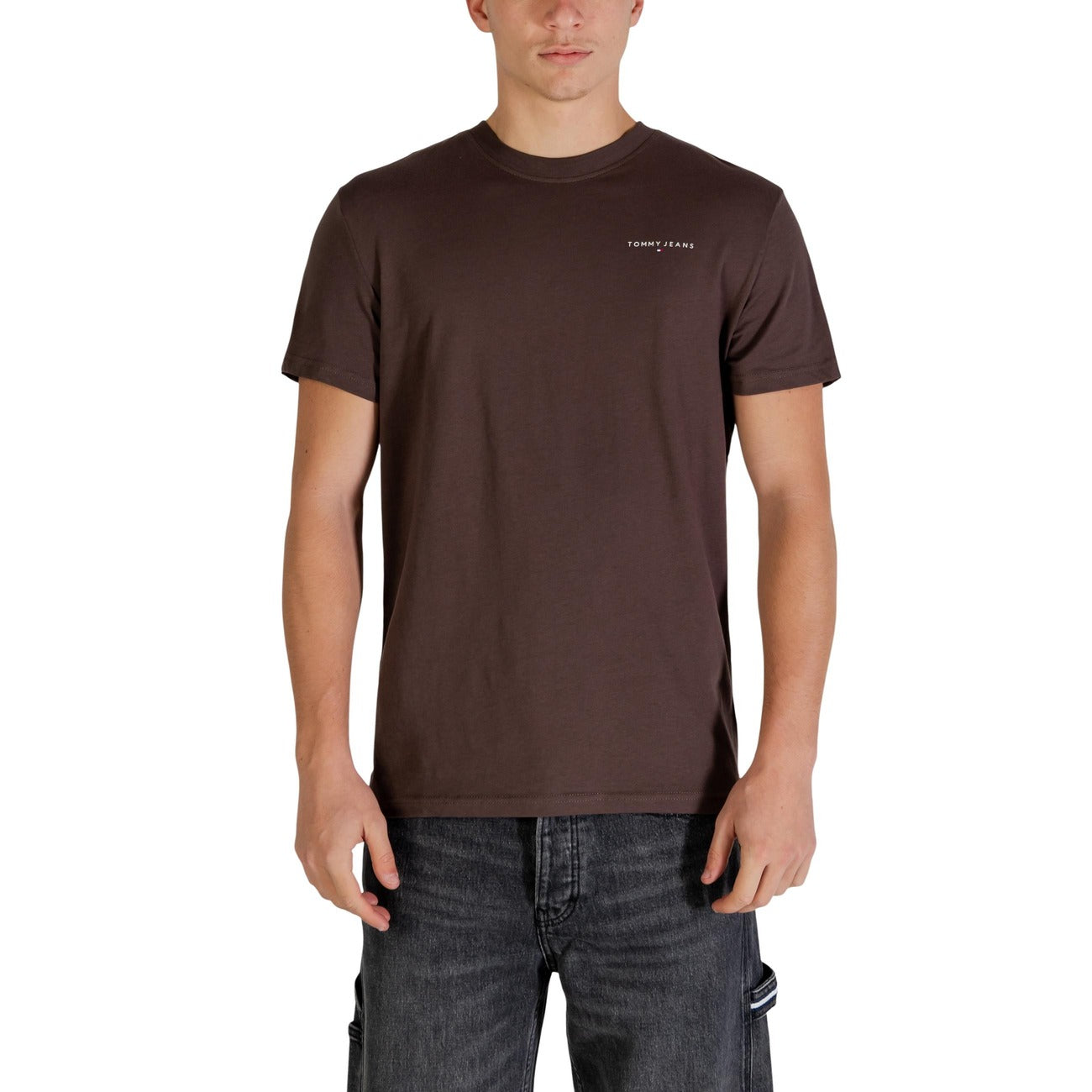 2447255 Tommy Hilfiger Jeans T-shirt Marrone Cotone Organico Uomo