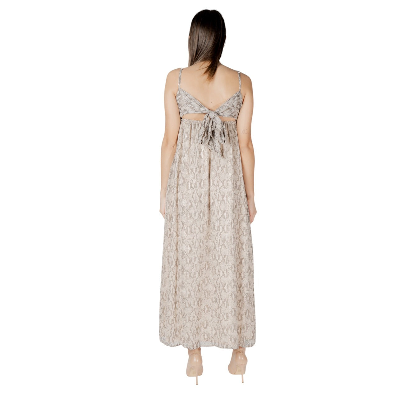 2418429 Only Abito Beige Spalline Scollo V Profondo Donna