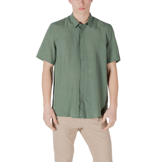 2417546 Antony Morato Camicia Verde Lyocell Lino Uomo