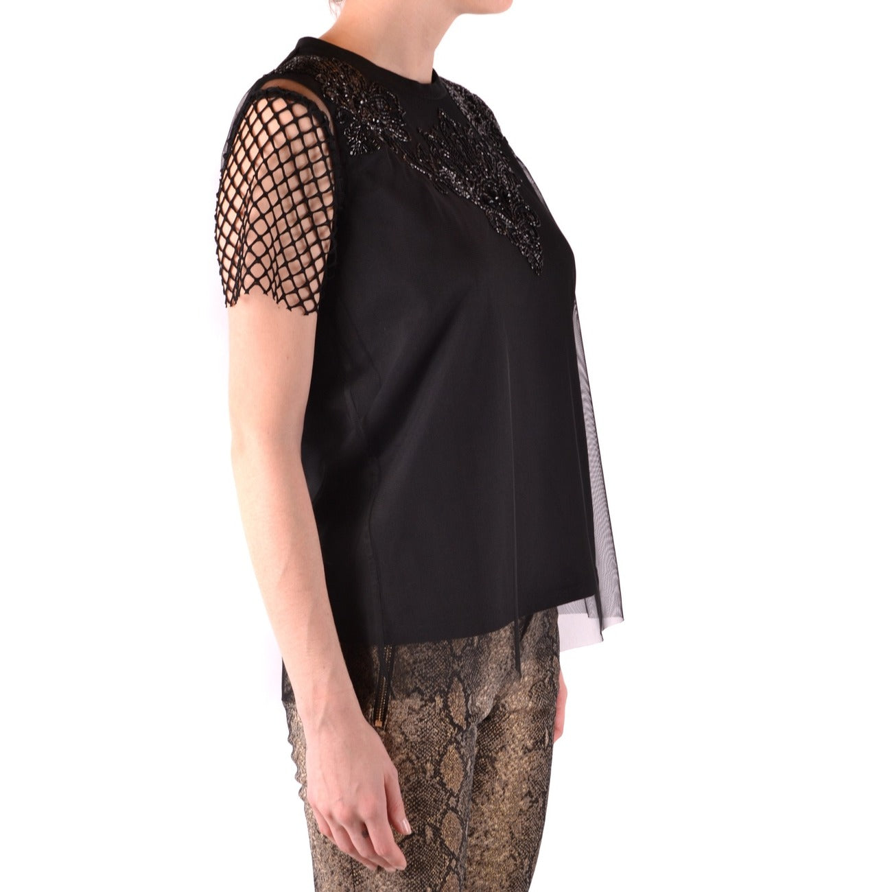 2455611 Twin-set Simona Barbieri Blouse Nera Poliestere Maniche Corte Donna