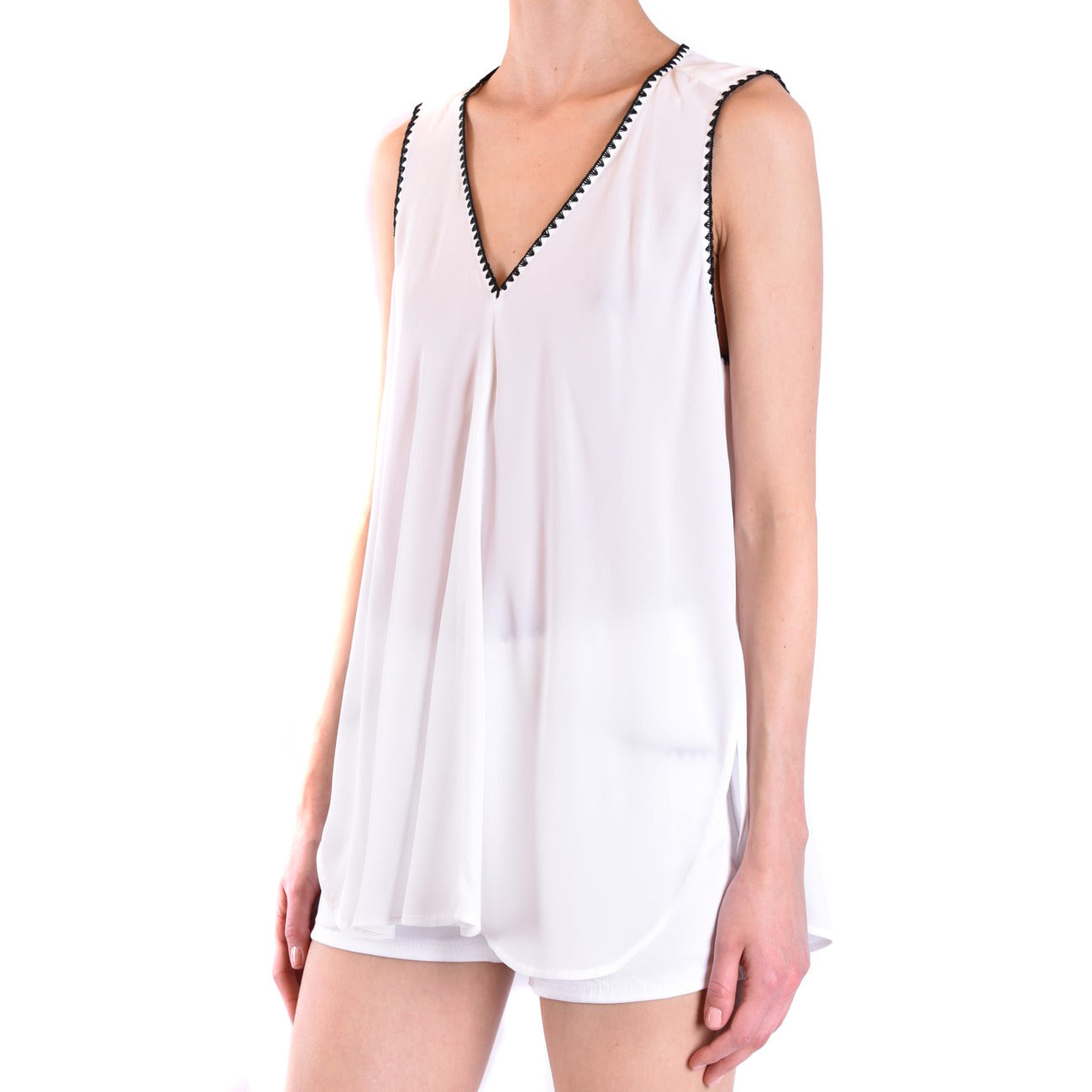 488918 Dondup Canotta Bianca Scollo V Donna