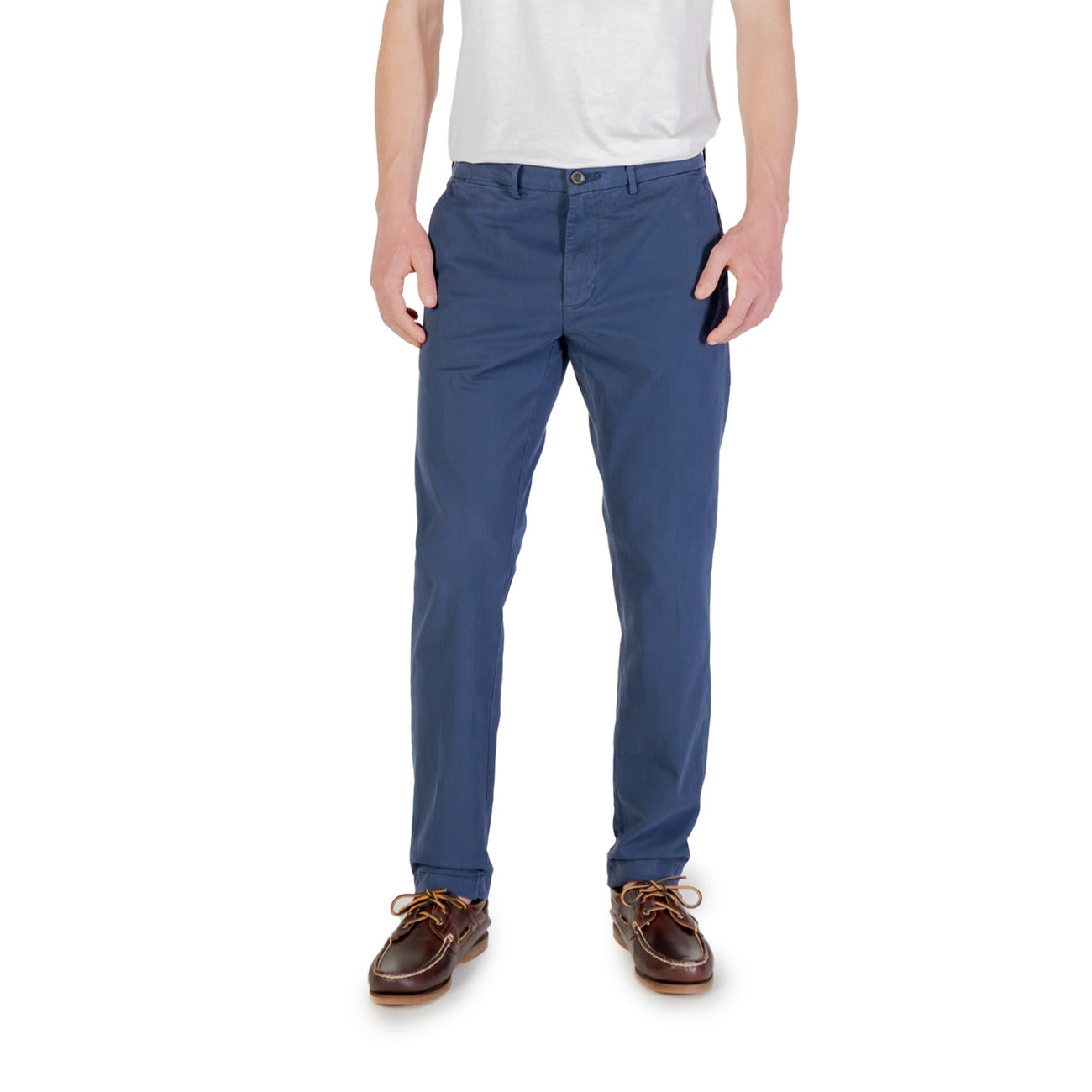 2420757 Borghese Pantaloni Blu Cotone Elastan Uomo