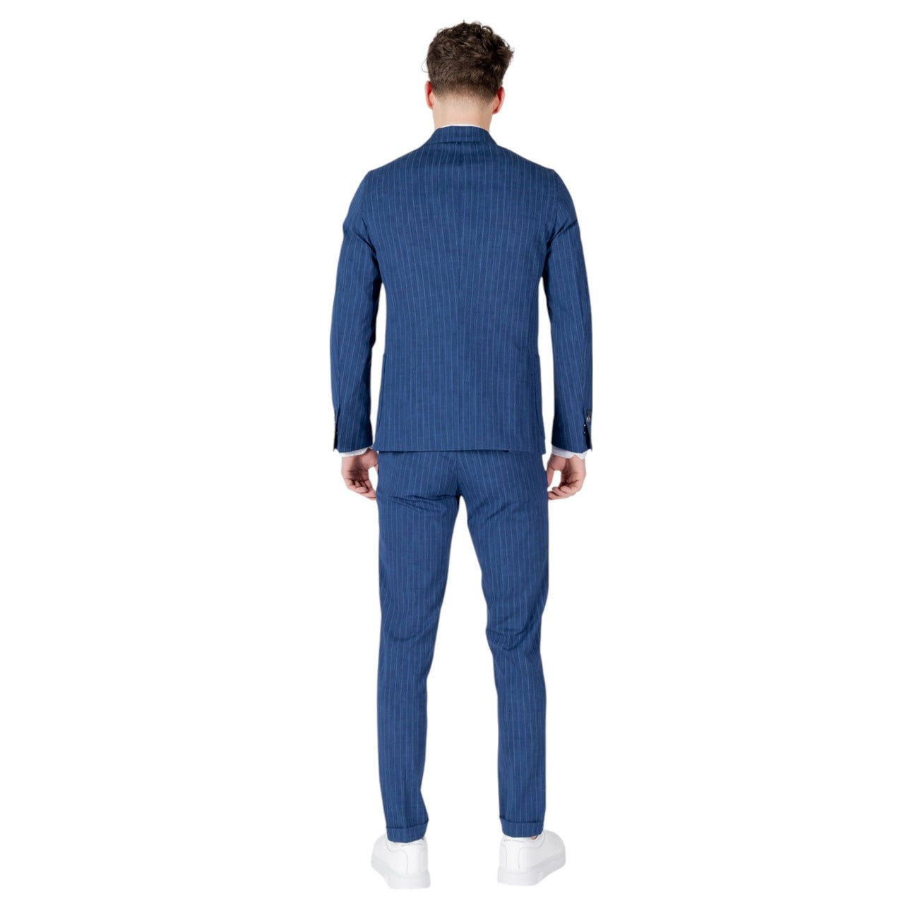 2416565 Mulish Abito Blu Gessato Bavero Bottoni Tasche Uomo