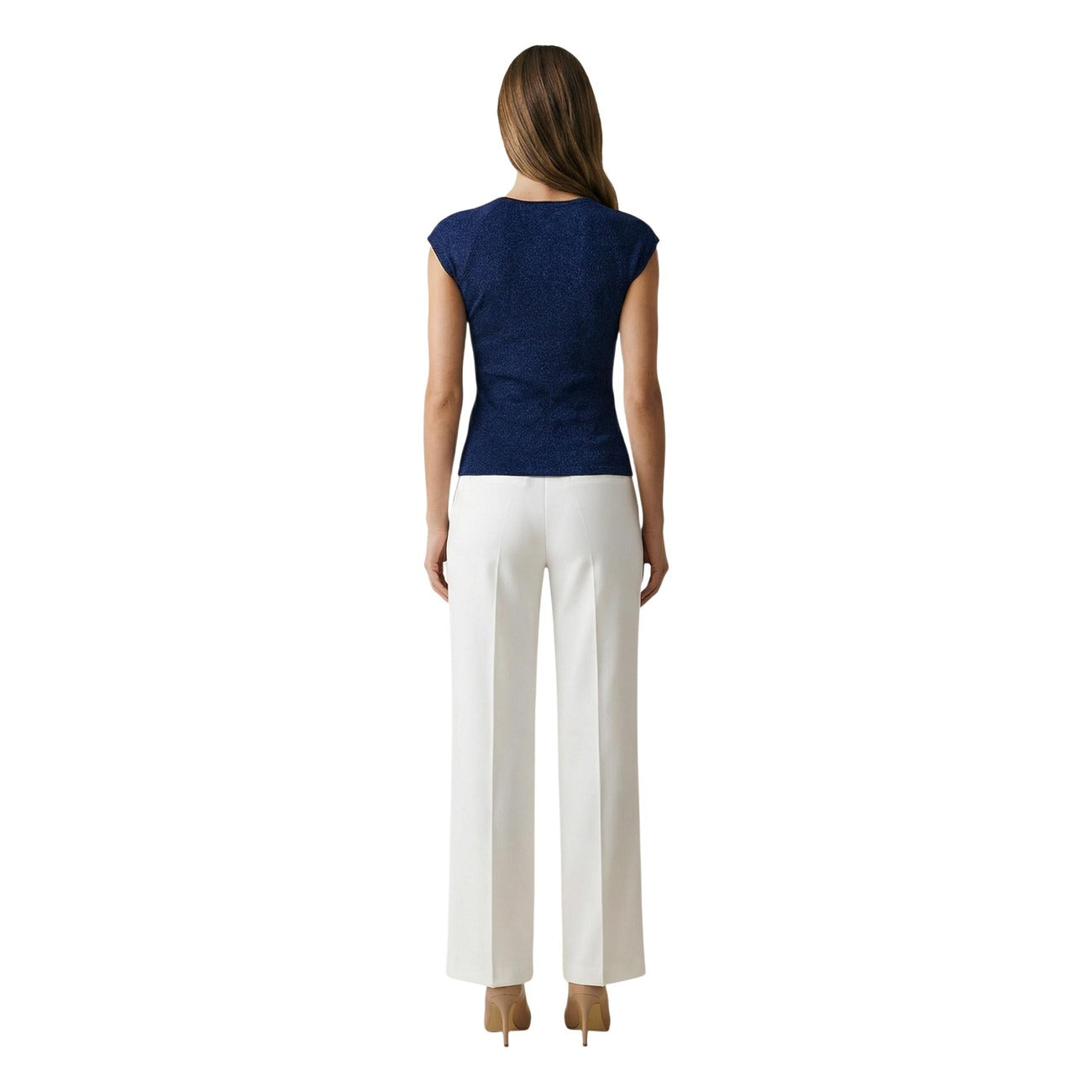 517619 Morgan De Toi Top Blu Smanicato Donna
