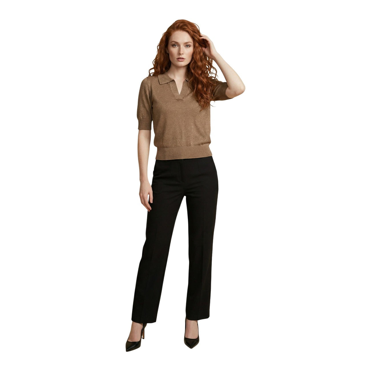 514667 Only Polo Beige Maniche Corte Donna
