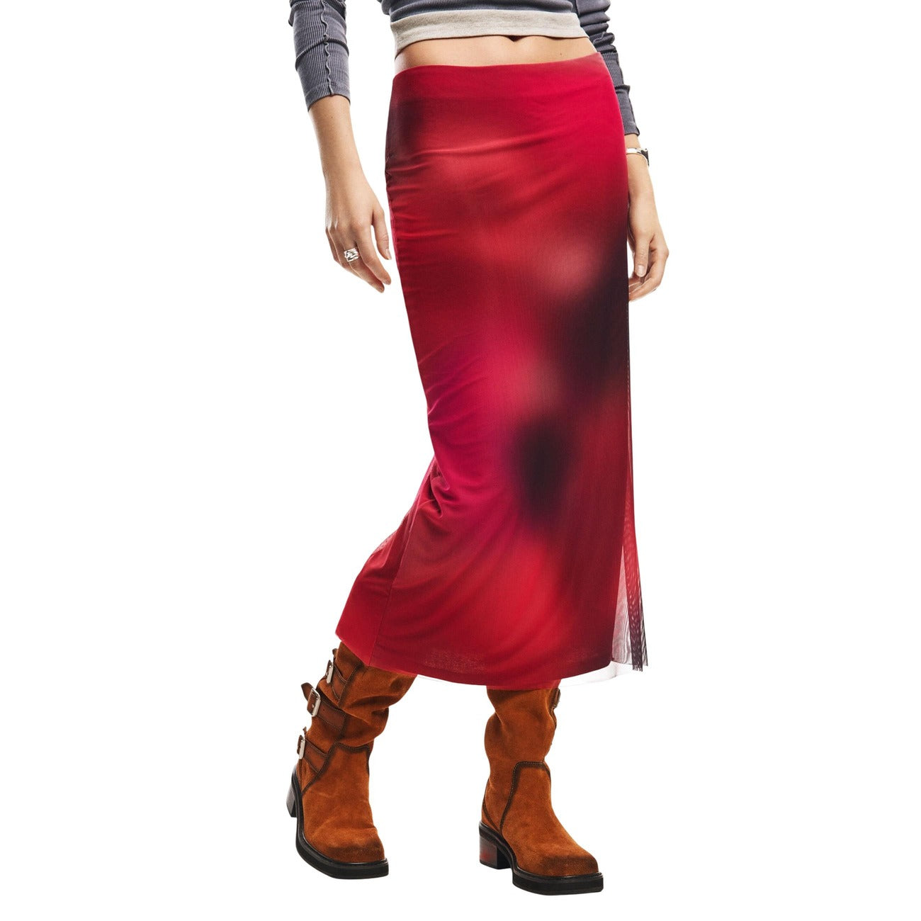2452914 Desigual Gonna Donna Rossa Colorata Poliestere