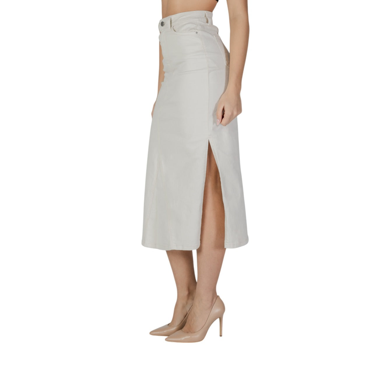 483045 Vila Clothes Gonna Beige Donna Primavera/Estate