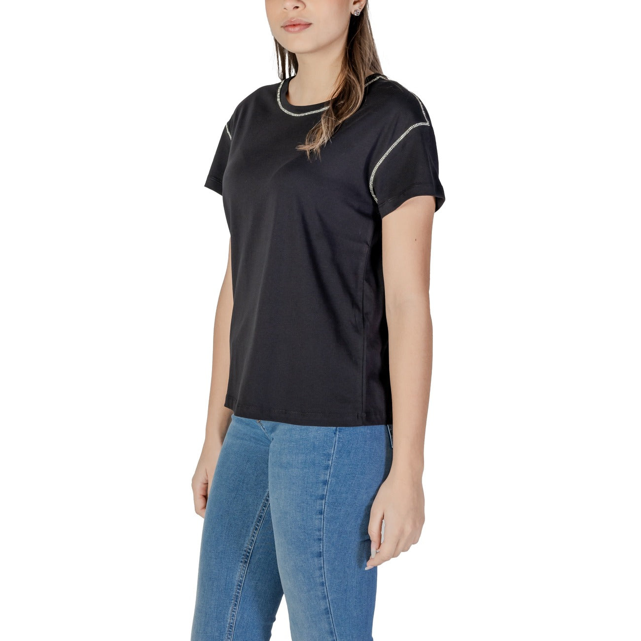 482938 Liu Jo T-Shirt Nera con Strass Donna